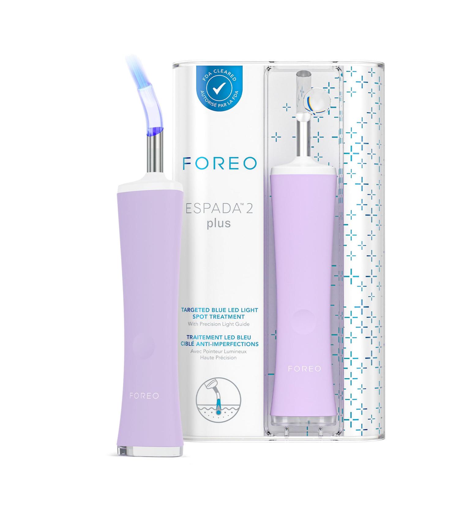 Foreo Espada 2 Plus - Targeted LED Skin Care Device for Impurities - FDA-Cleared Medical Silicone - Lavender - Scar & Stain Treatment - Buy Online on GoSupps.com