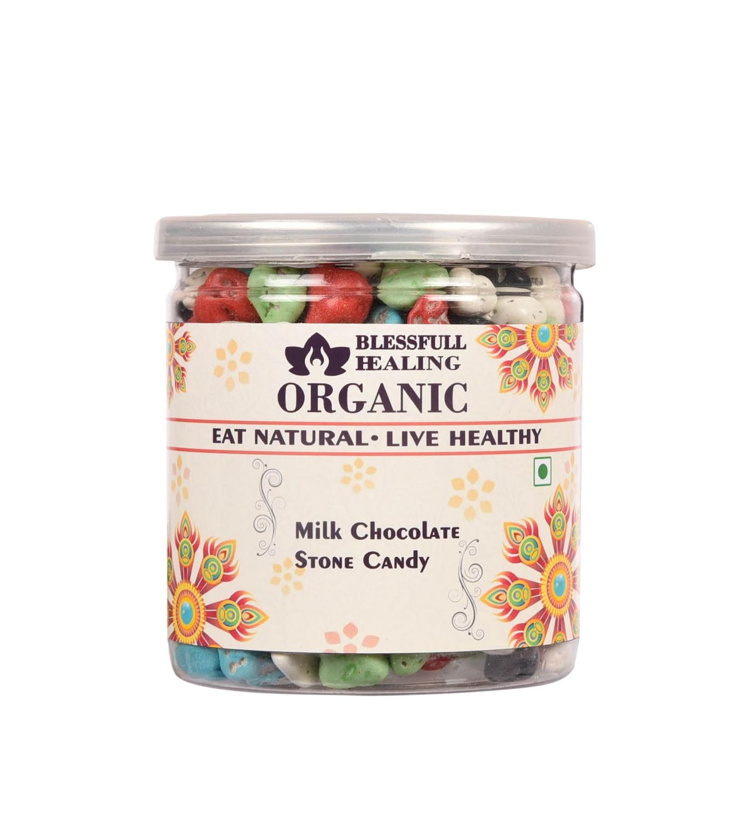 Blessfull Healing Organic Milk Chocolate Stone Candy 400 Gram Airtight Container (Packing May Vary)