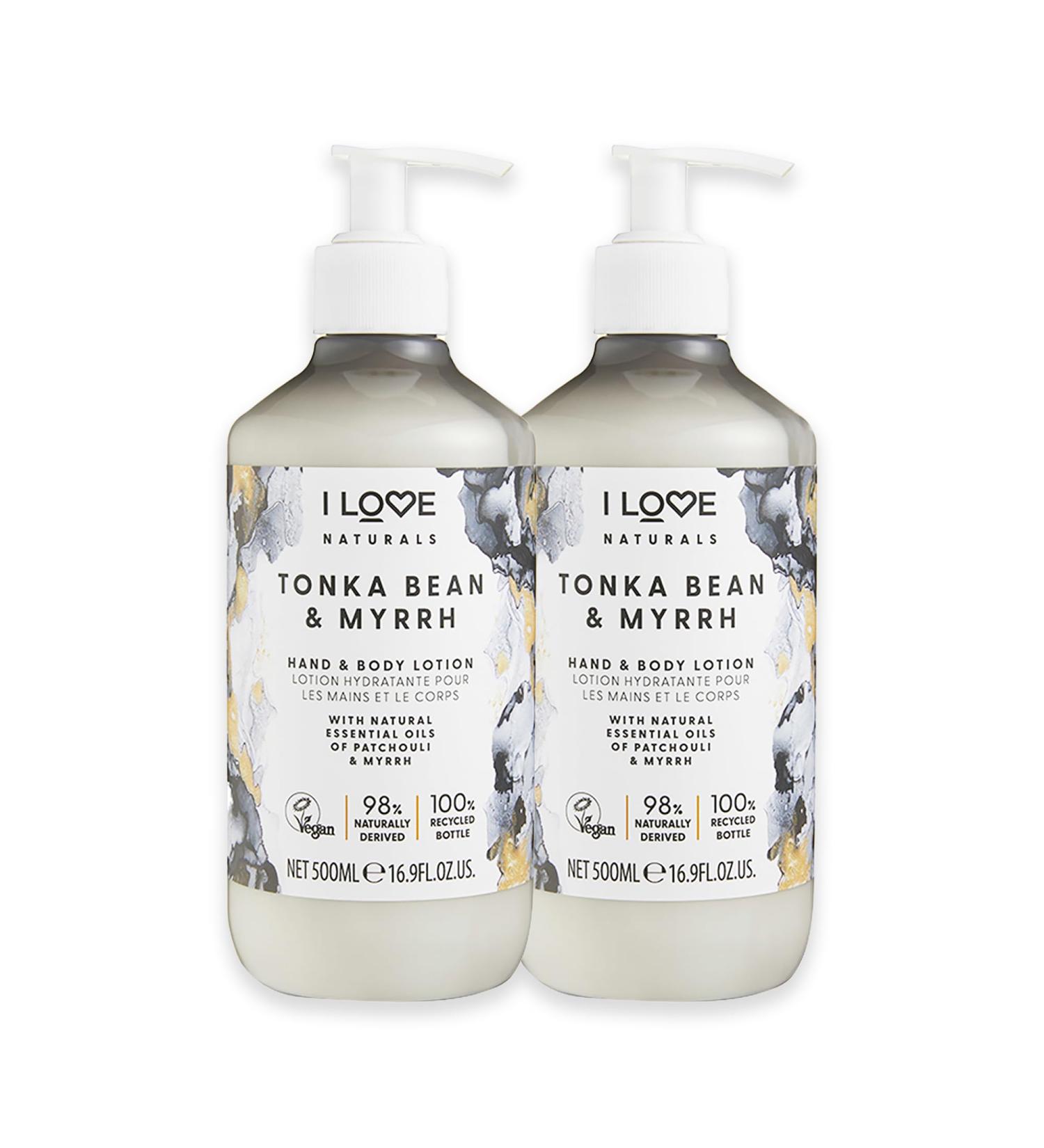 I LOVE Naturals Tonka Bean and Myrrh Hand and Body Lotion - Moisturizing Body and Hand Cream for Dry Skin - Coconut Oil and Shea Butter - 2 pc - Buy Online on GoSupps.com