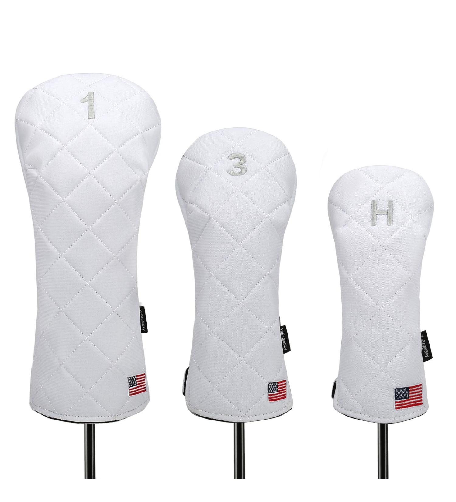 YuEagleSky USA Flag Golf Head Covers Set for Driver, Fairway, #3#5 Hybrid - Men Women (Black/White) - 1/3/H - Buy Online on GoSupps.com