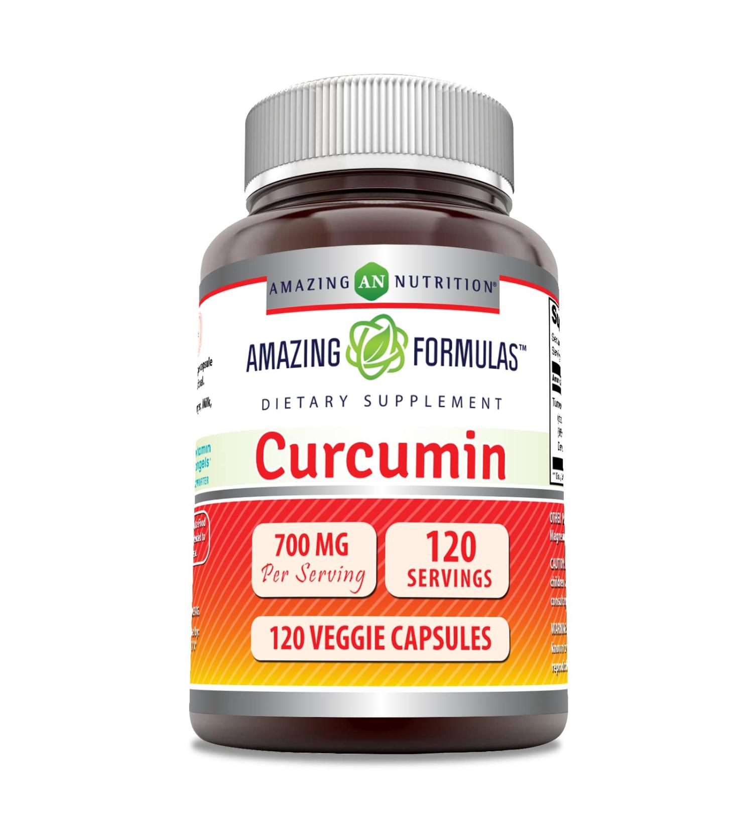 Amazing Formulas Curcumin | 700 Mg | 120 Veggie Capsules | 95% Curcuminoids | Turmeric Root Extract Supplement | Non-GMO | Gluten Free | Made in USA - Buy Online on GoSupps.com