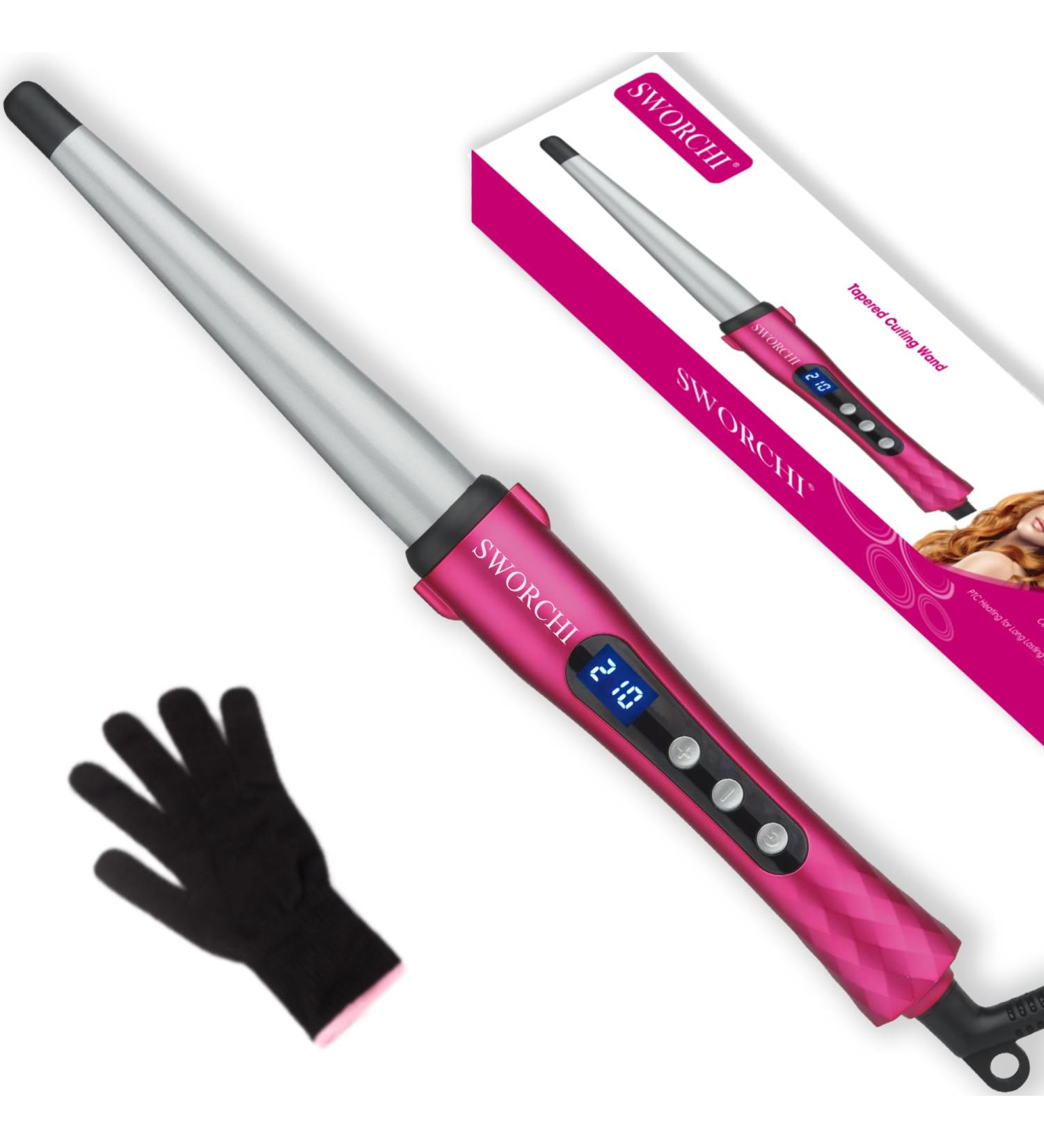 Lockenstab Large Ceramic Curling Iron for Beach Waves - LCD Display 100-230 C Ideal for All Hair Types - Buy Online on GoSupps.com
