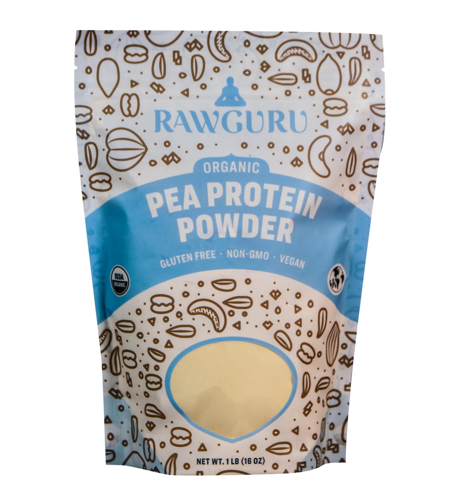RawGuru Organic Pea Protein Powder - 16 oz | USDA Organic Gluten Free Non-GMO Vegan | Premium Plant Protein for Optimal Health - Buy Online on GoSupps.com