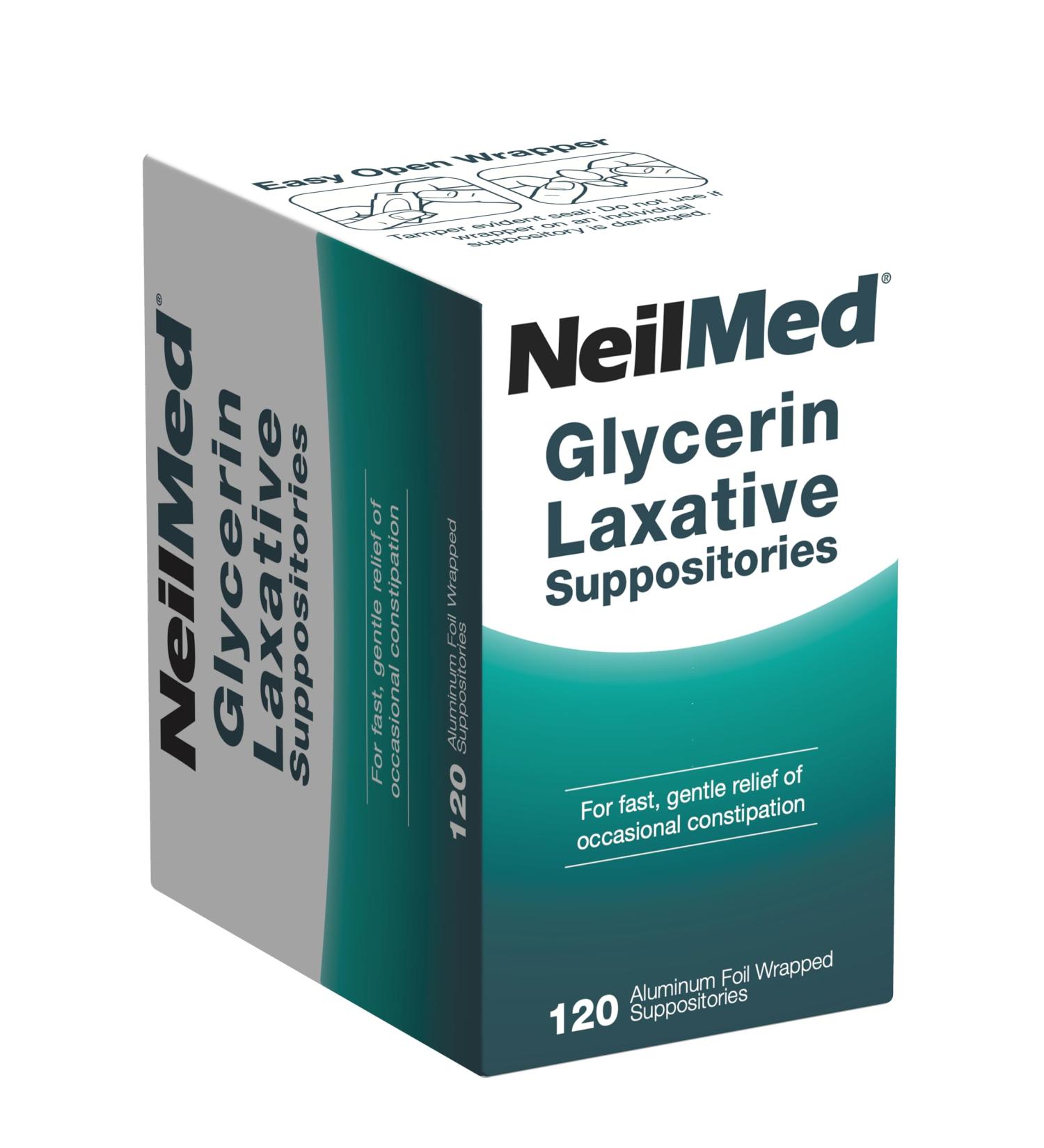 NeilMed Glycerin Laxative Suppositories Gentle Relief from Constipation Fast Acting indivdually Wrapped 120 ct - Buy Online on GoSupps.com