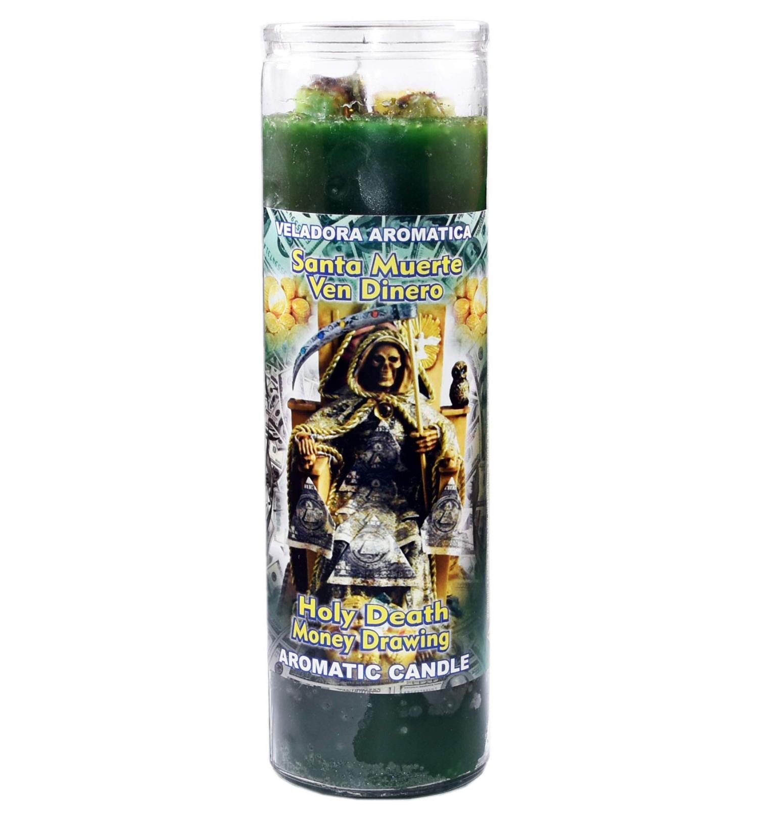 1 Piece Candles Cocktail HOLY Death Money Drawing - Santa Muerte VEN DINRERO