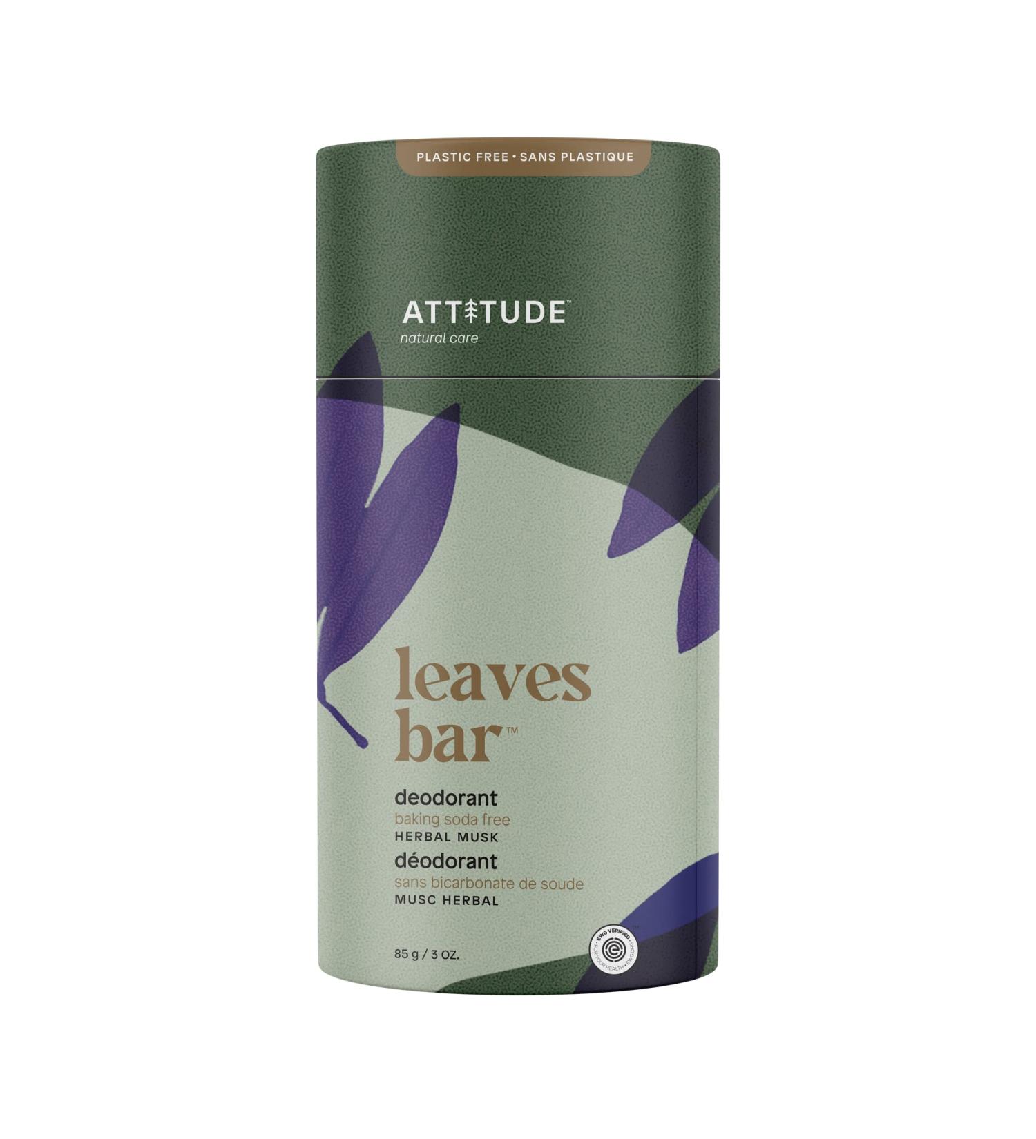 ATTITUDE Plastic-Free Deodorant | Aluminum-Free, Baking-Soda Free | Vegan & Cruelty-Free | EWG Verified | Herbal Musk | 3 Ounces - Buy Online on GoSupps.com