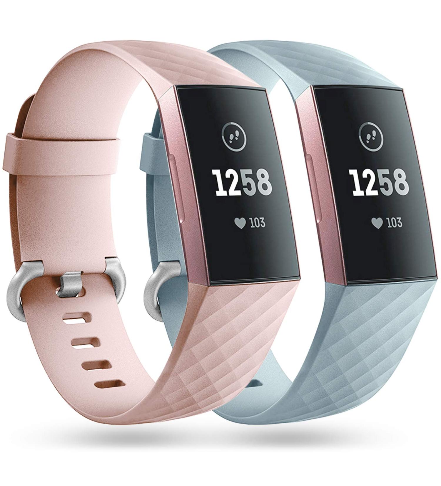 Faliogo 2-Piece Replacement Straps for Fitbit Charge 4 & 3 - Soft Sports Watch Bands for Men & Women - Sand Pink & Mint Sizes Available - Buy Online on GoSupps.com