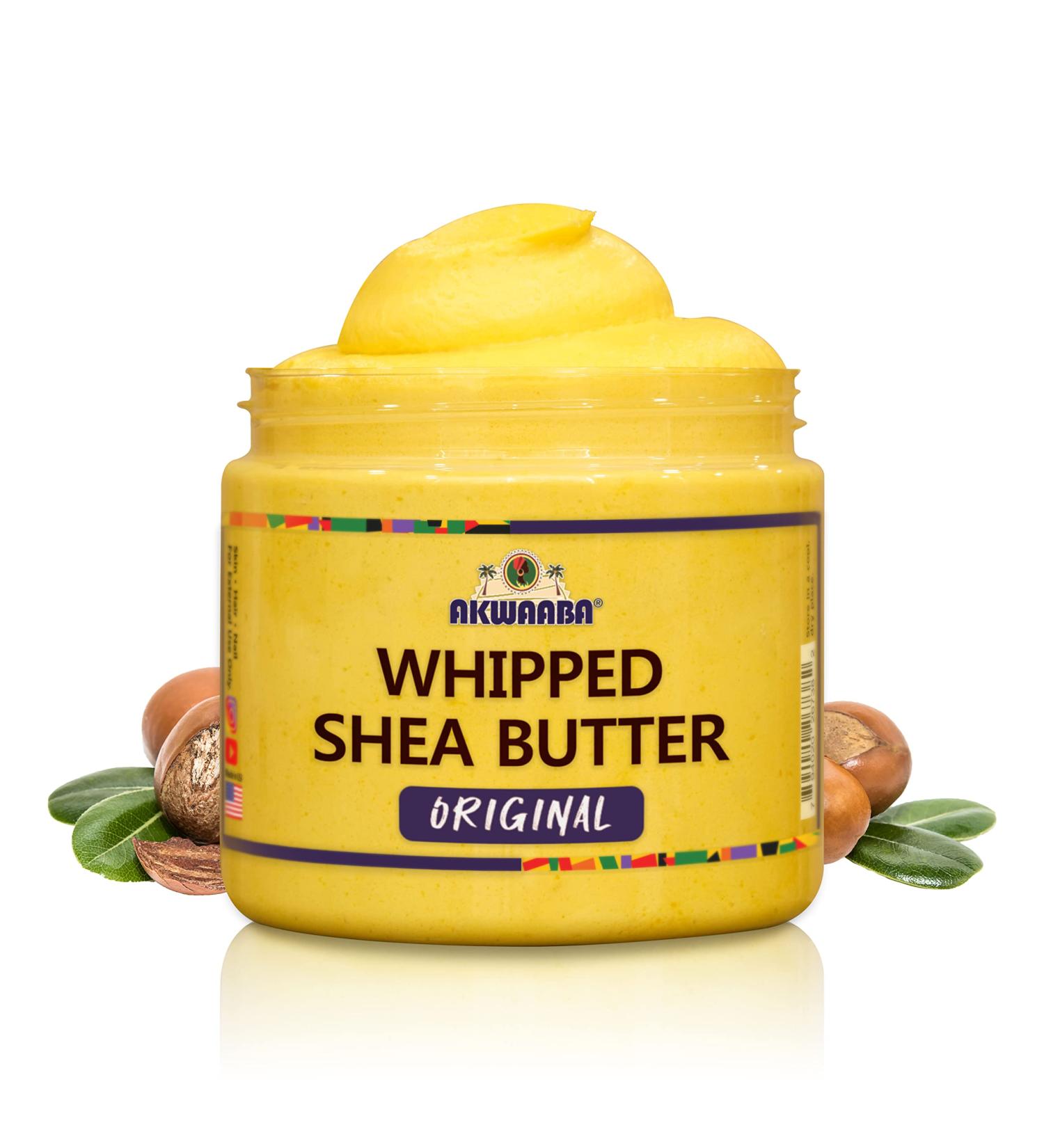 AKWAABA Whipped Shea Butter 12 oz - Natural Yellow - Moisturizer for Body & Hair - Rich in Vitamins A and E - Made with Raw Shea Butter from Ghana - Buy Online on GoSupps.com