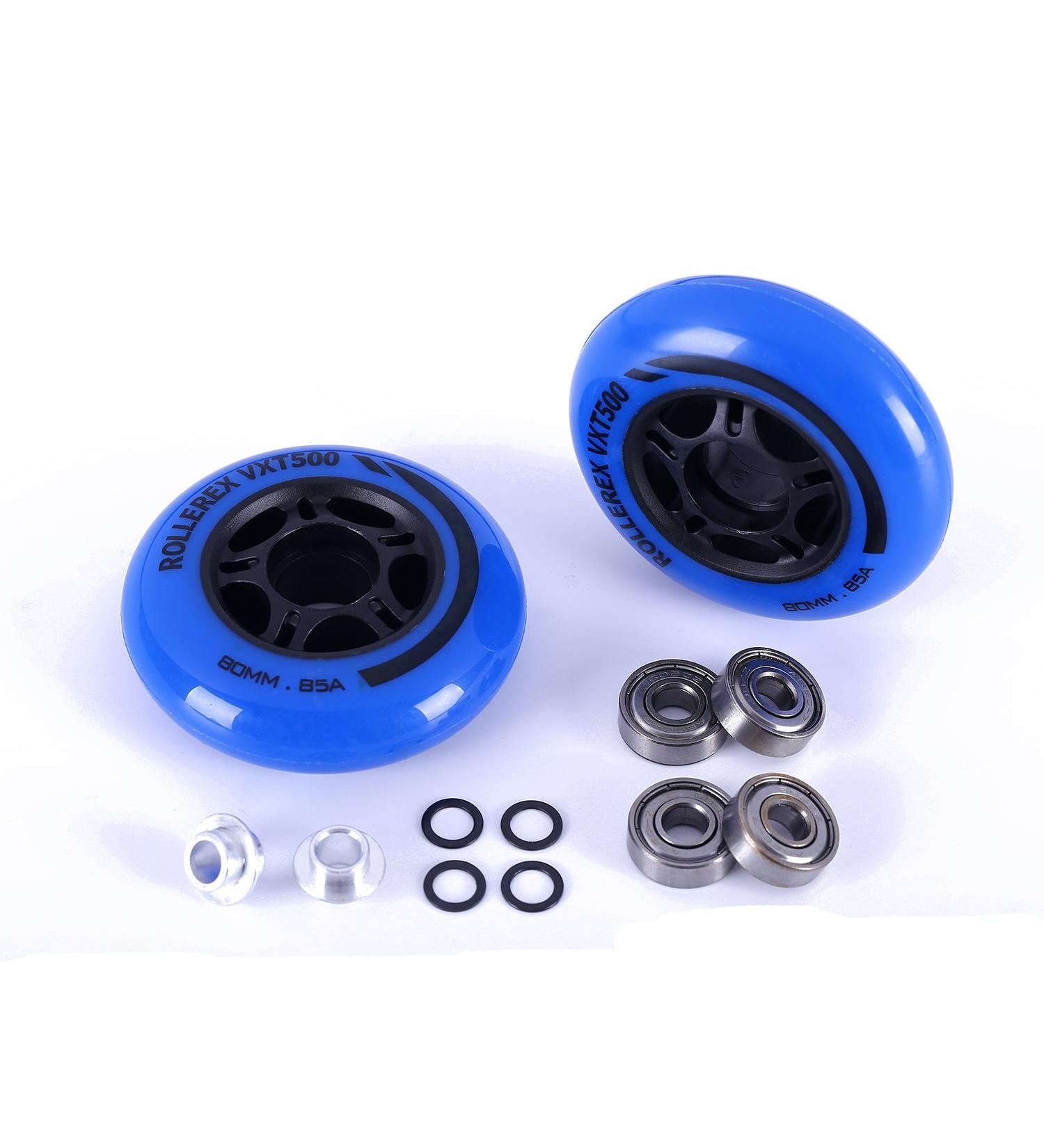 Rollerex VXT500 Inline Skate Wheels (2-Pack) Deep Sea Blue 76mm - Bearings & Spacers Included - Ideal for Hockey Roller Blades & RipStik - Buy Online on GoSupps.com