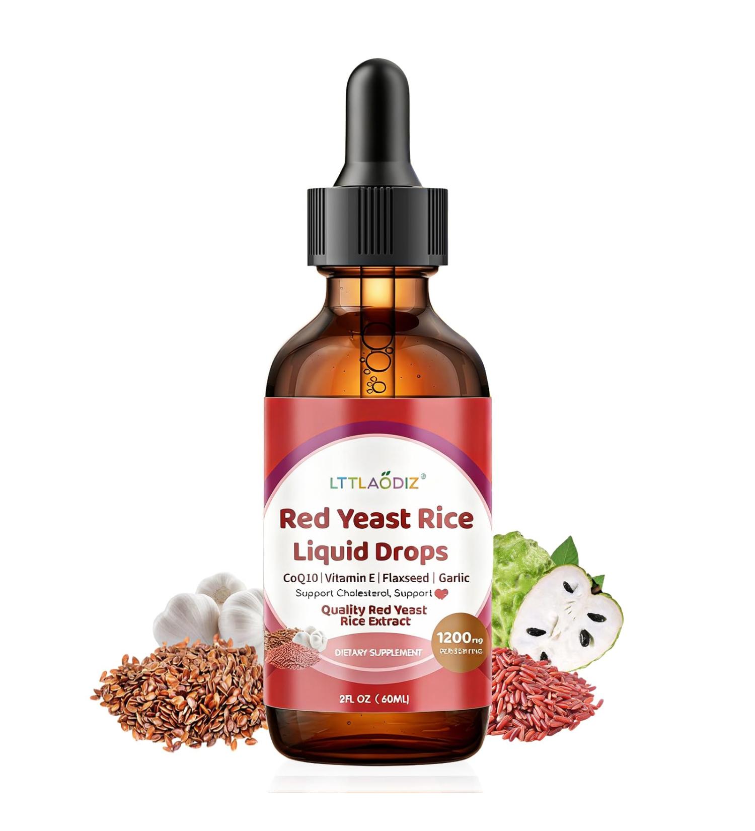 LTTLAODIZ Liposomal 1200mg Red Yeast Rice with CoQ10 - Red Rice Yeast for Cholesterol Plus Garlic & Alpha Lipoic Acid - Citrinin Free Red Yeast Rice Liquid Drop 2 Fl Oz - Buy Online on GoSupps.com
