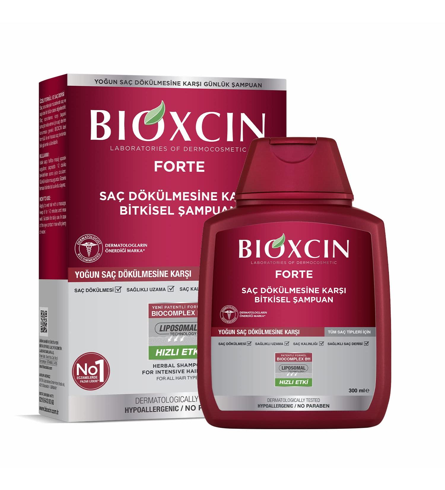 BIOXCIN FORTE Shampoo contre la chute intense des cheveux Efficace & Rapide Avec Bio Complex B11 Test cliniquement Croissance de cheveux plus forte et plus pais - Buy Online on GoSupps.com