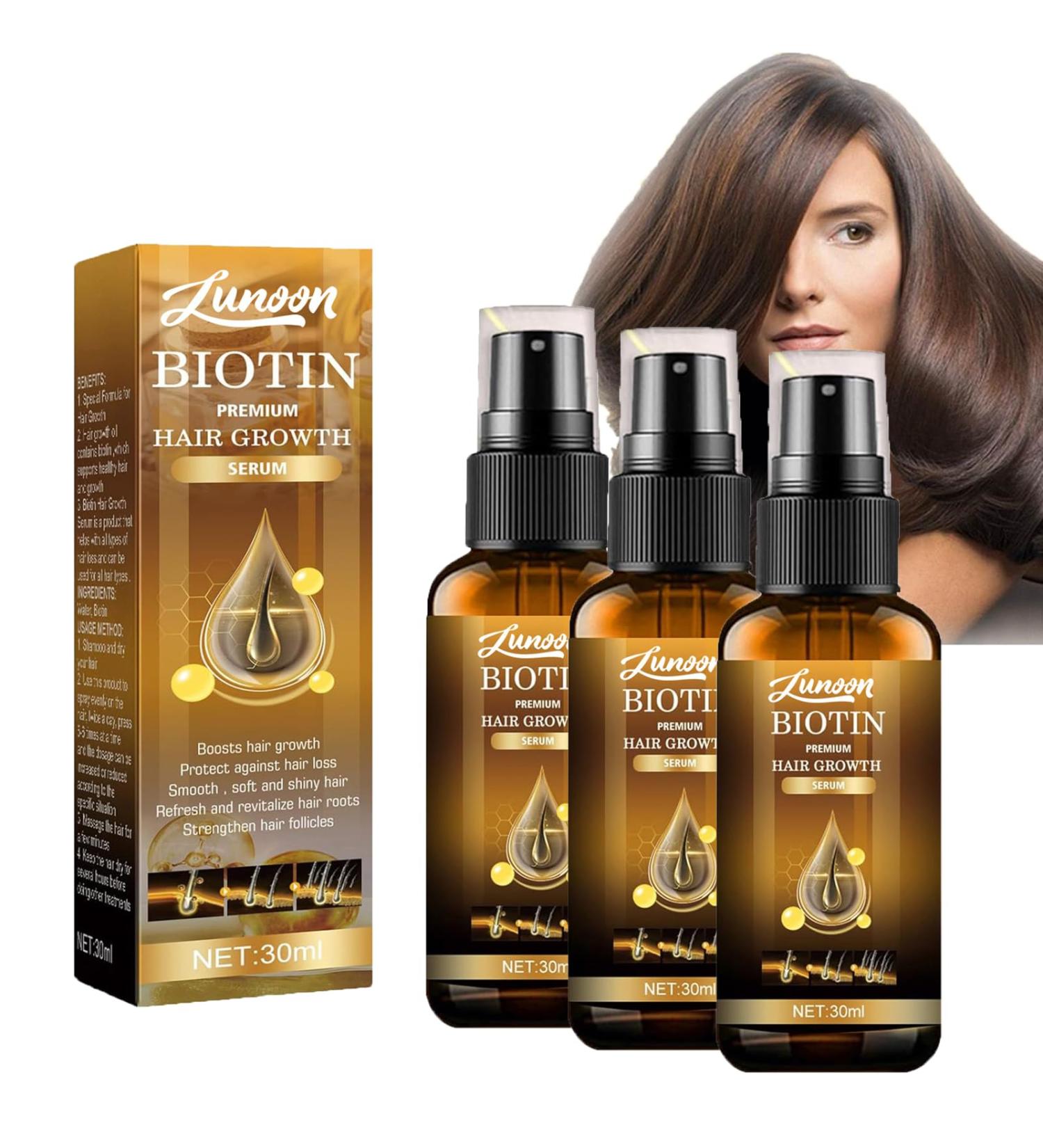 KiJalyelu Biotin Fast-growing Hair Essential Oil for Hair Loss Biotin Roll-On Oil for Thin Hair Hydrating & Nourishing Anti Hair Growth Serum Fuller and Faster Growing Hair - 30ml (3PC) - Buy Online on GoSupps.com