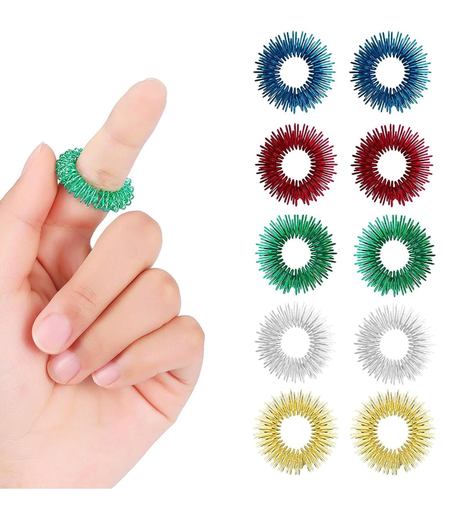 Acupressure Rings Set for Stress Relief & Massage - 10 Piece Finger & Wrist Massage Device for All Ages - Buy Online on GoSupps.com