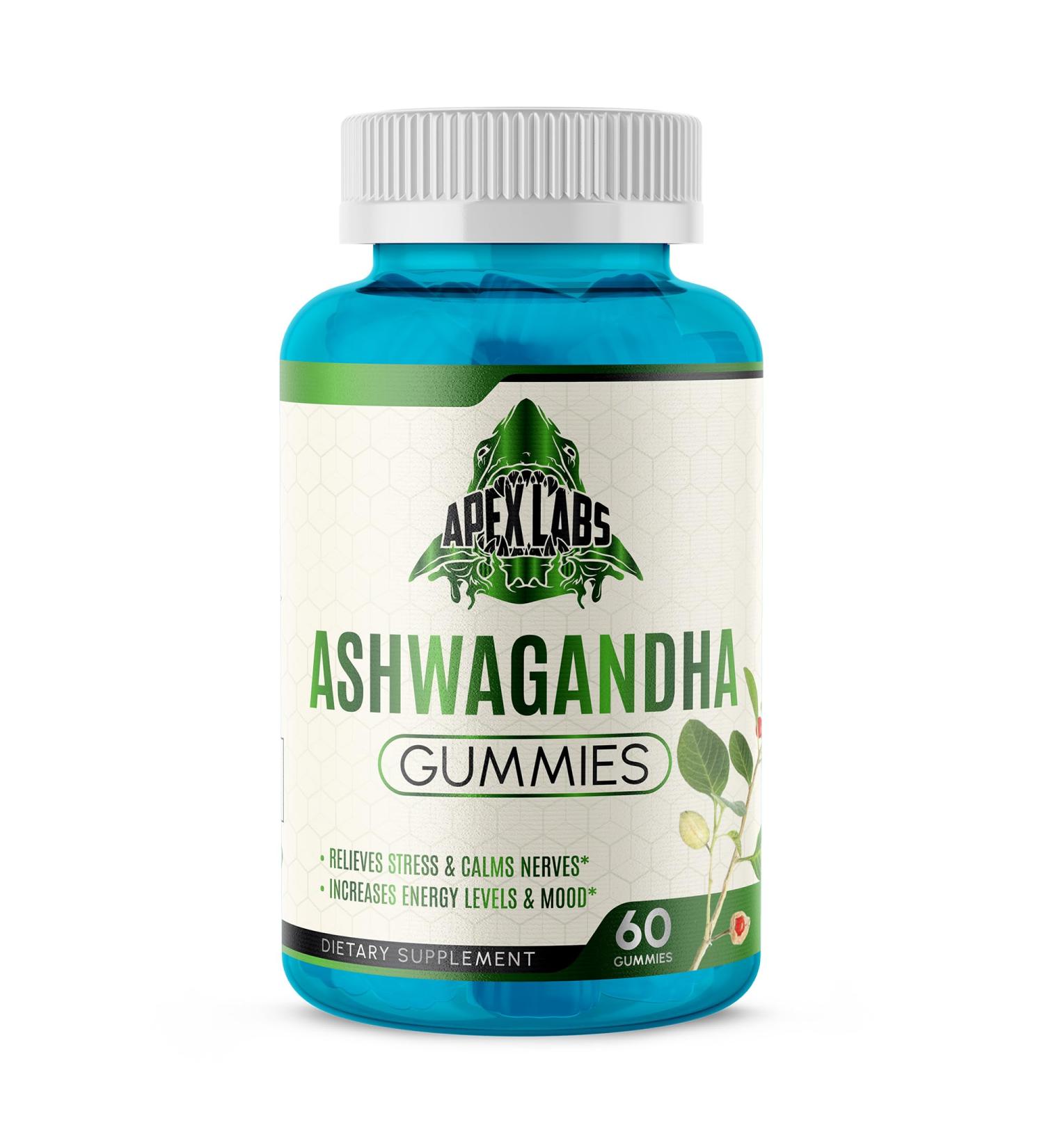 Apex Labs Ashwagandha Gummies - 60 Count - Mixed Berry KSM-66 Vegan Plant Based Non-GMO Gluten-Free & Gelatin Free Relax