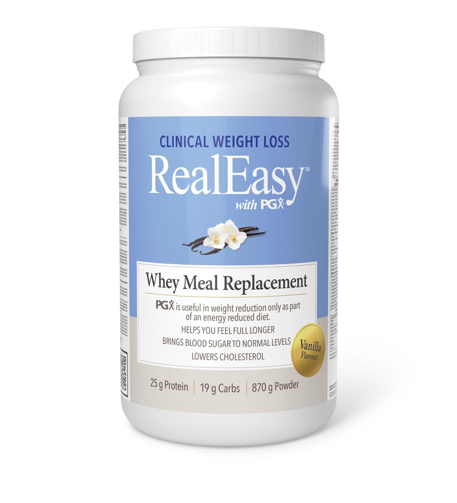 RealEasy with PGX Whey Protein Meal Replacement Vanilla Flavour 870 g with PGX 25 g of Protein per serving Helps You Feel Full Longer - Buy Online on GoSupps.com