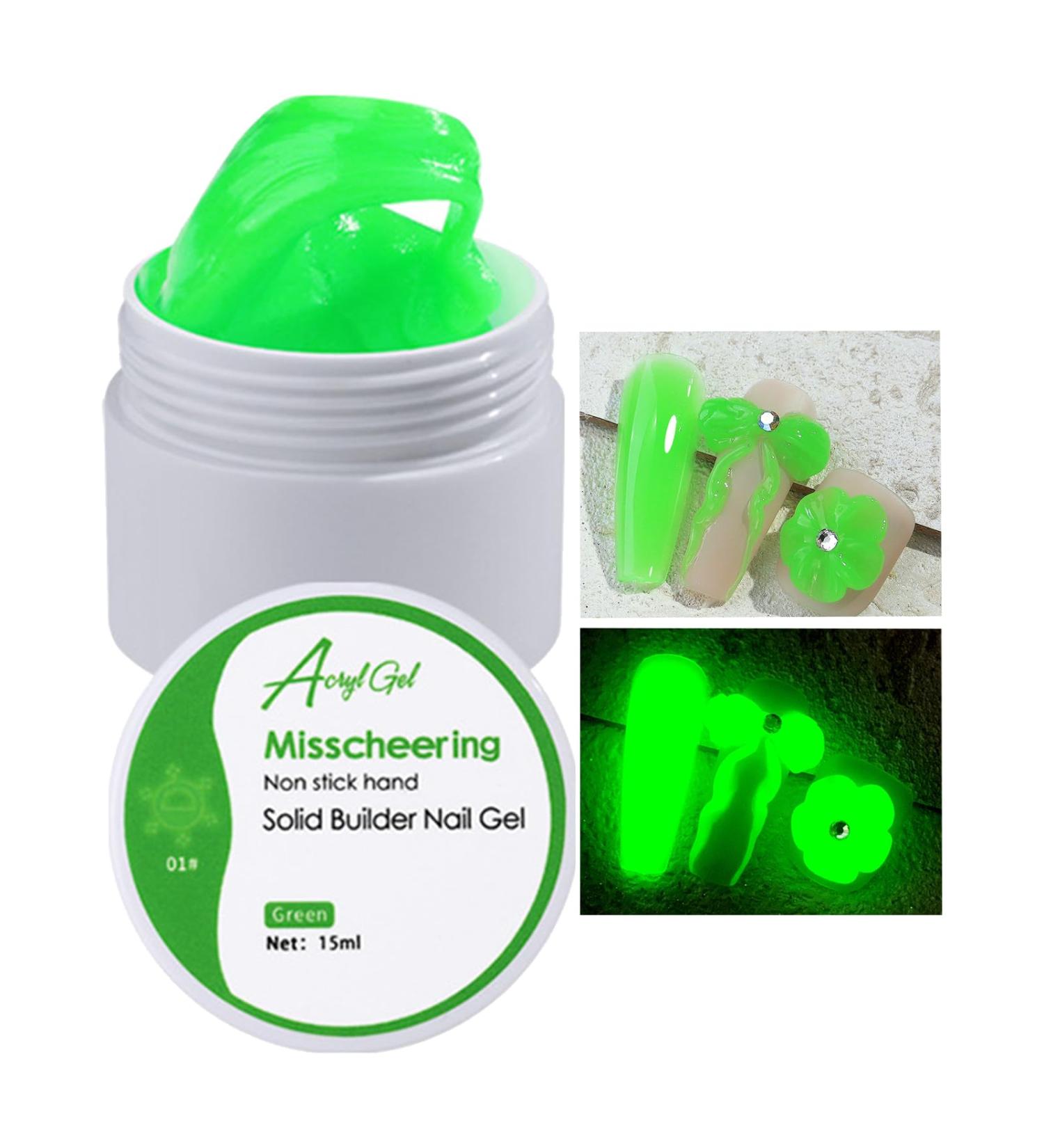 U-Shinein Builder Gel for Nails Neon Colors Gel Dark Bright Nail Extension Gel Not Stick Hand UV Gel 3D Nail Jewelry Sculpture Gel Nail Art Poly Gel Luminous Effect Nail Gel 01 Green - Buy Online on GoSupps.com