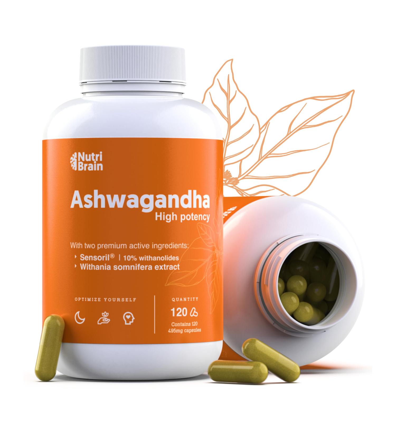 Ashwagandha Capsules - High Dose Double Concentration KSM-66 | Enhance Energy & Sleep | Sensoril Adaptogen Nootropic - 4-Month Supply - Buy Online on GoSupps.com