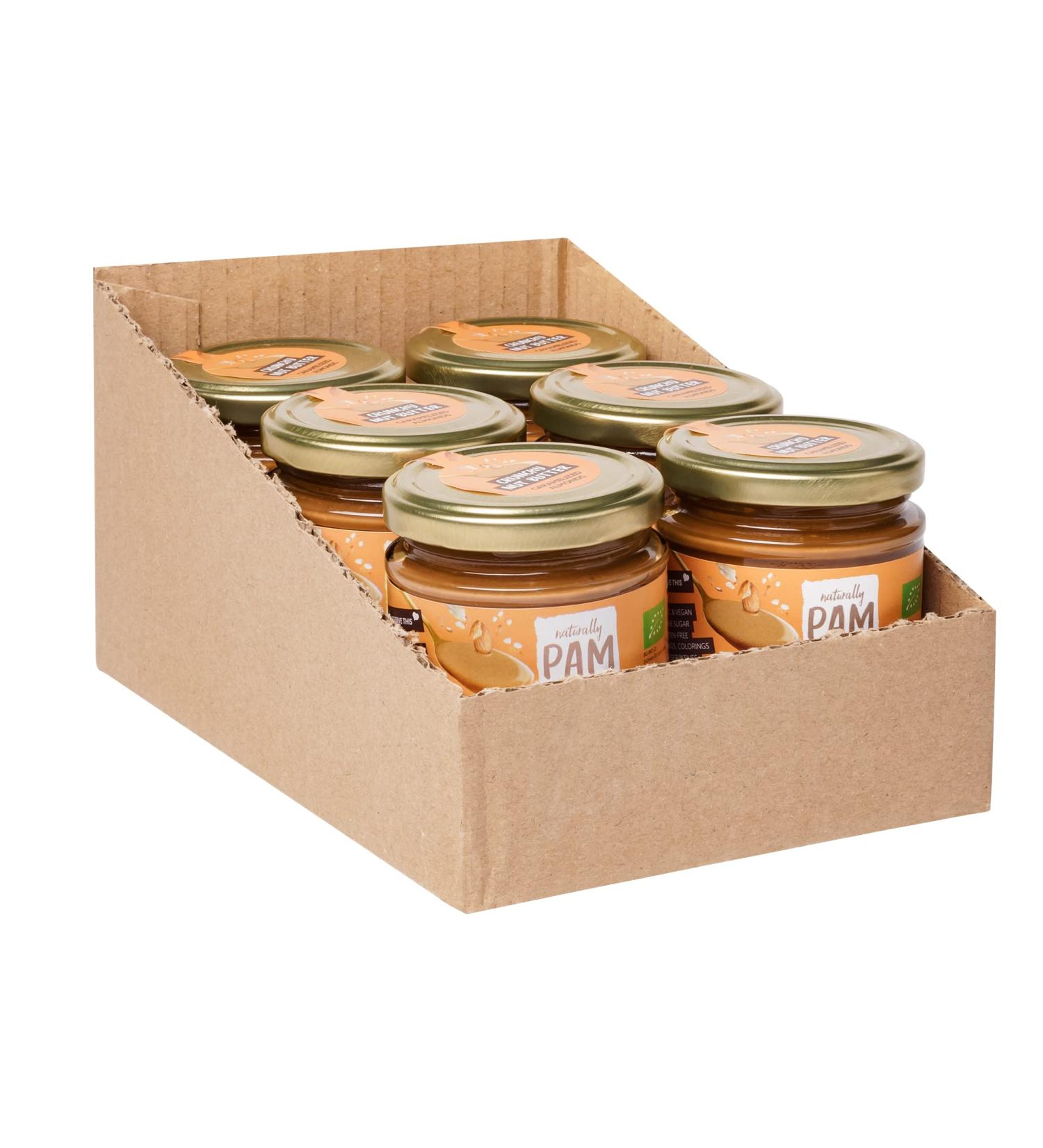 Naturally Pam Crunchy Nut Butter | Organic Almond Peanut Puree with Caramelized Almonds - 6 x 200g | Buy Internationally - Buy Online on GoSupps.com