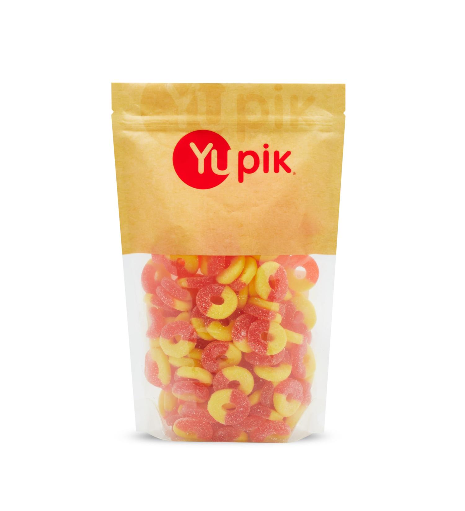 Yupik Gummy Sour Peach Rings 1 kg Gluten-Free Fruity Peach Flavor Sugary Coating Chewy Gummies Fun Treat Sweet Candy Delicious Snack Ideal for Gifting Holidays & Baking Sour Peach 1 kg (Pack of 1) - Buy Online on GoSupps.com
