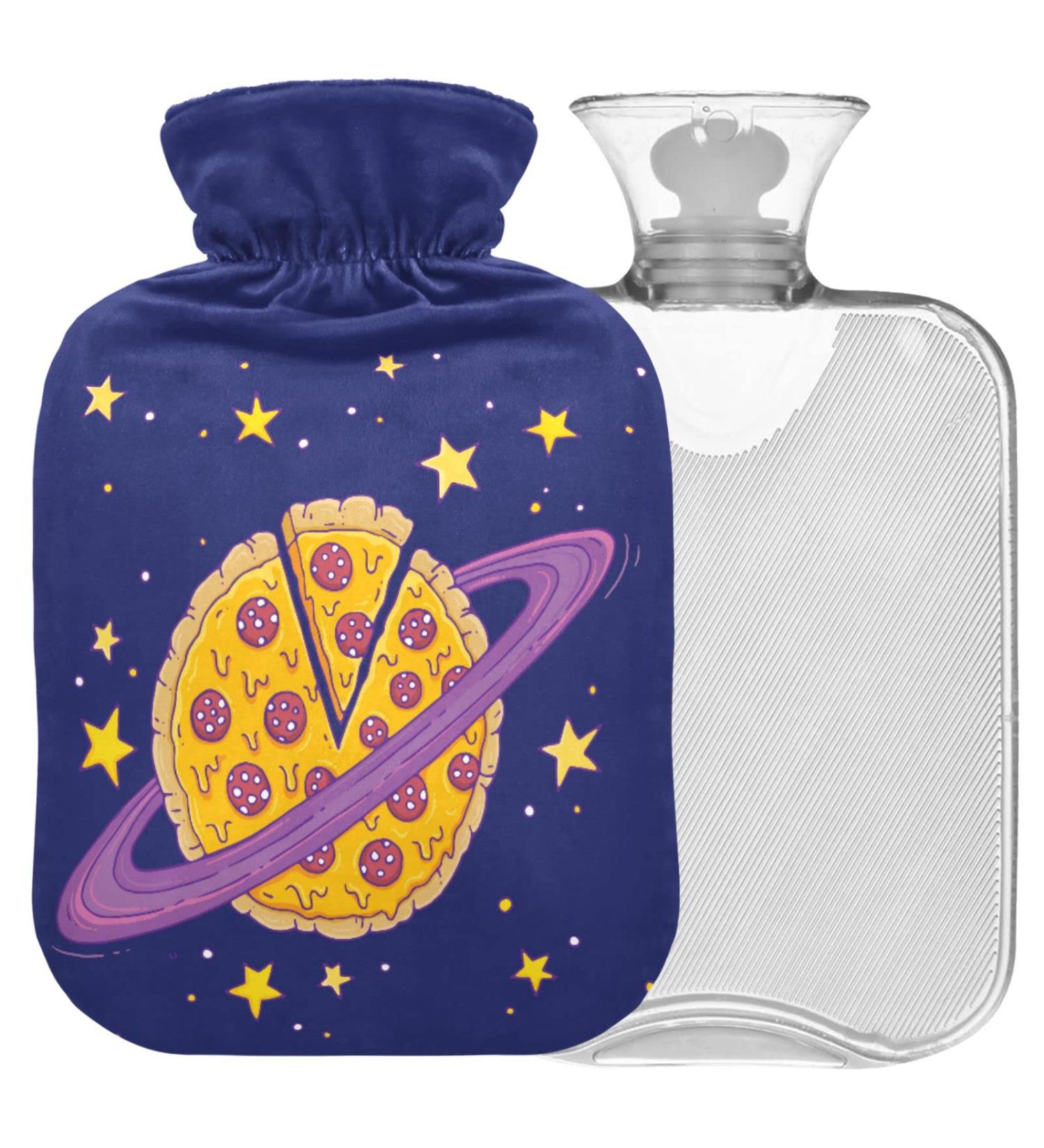 NAANLE Cartoon Pizza Planet 1L Heat Bottle - Transparent Hot Water Bottle for Bed Hand & Foot Pain Relief | Heat & Cold Therapy - Buy Online on GoSupps.com