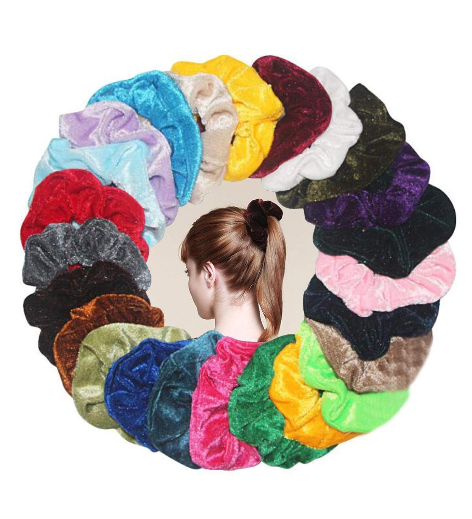 24PC Colorful Elastic Hair Ties | Monochrome Rubber Bands & Ponytail Holders for Girls & Women Fashionable Hair Jewelry - Buy Online on GoSupps.com