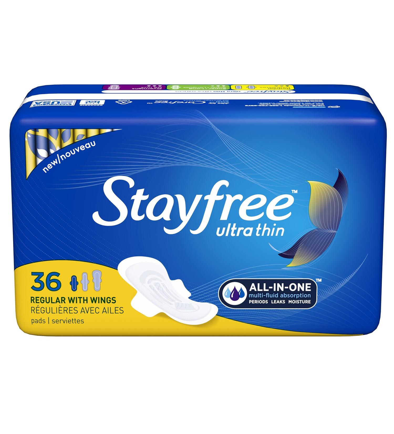 Stayfree Ultra Thin Regular Pads with Wings - 36 Count (Pack of 1) | Reliable Protection and Absorbency for Leaks and Periods - Buy Online on GoSupps.com