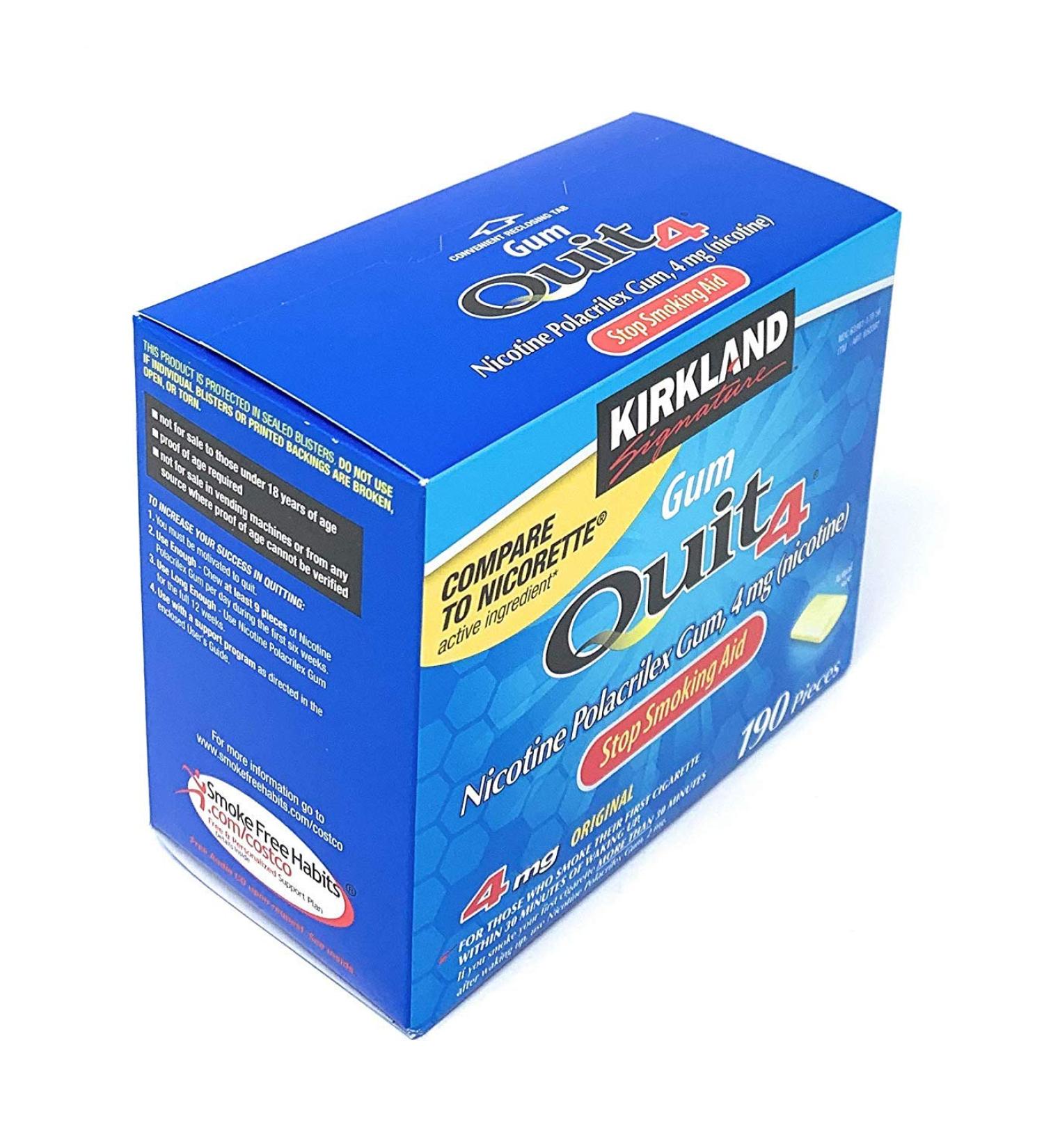 Kirkland Signature Gum Quit 4 Stop Smoking Aid - 190 Pieces - Buy Online on GoSupps.com