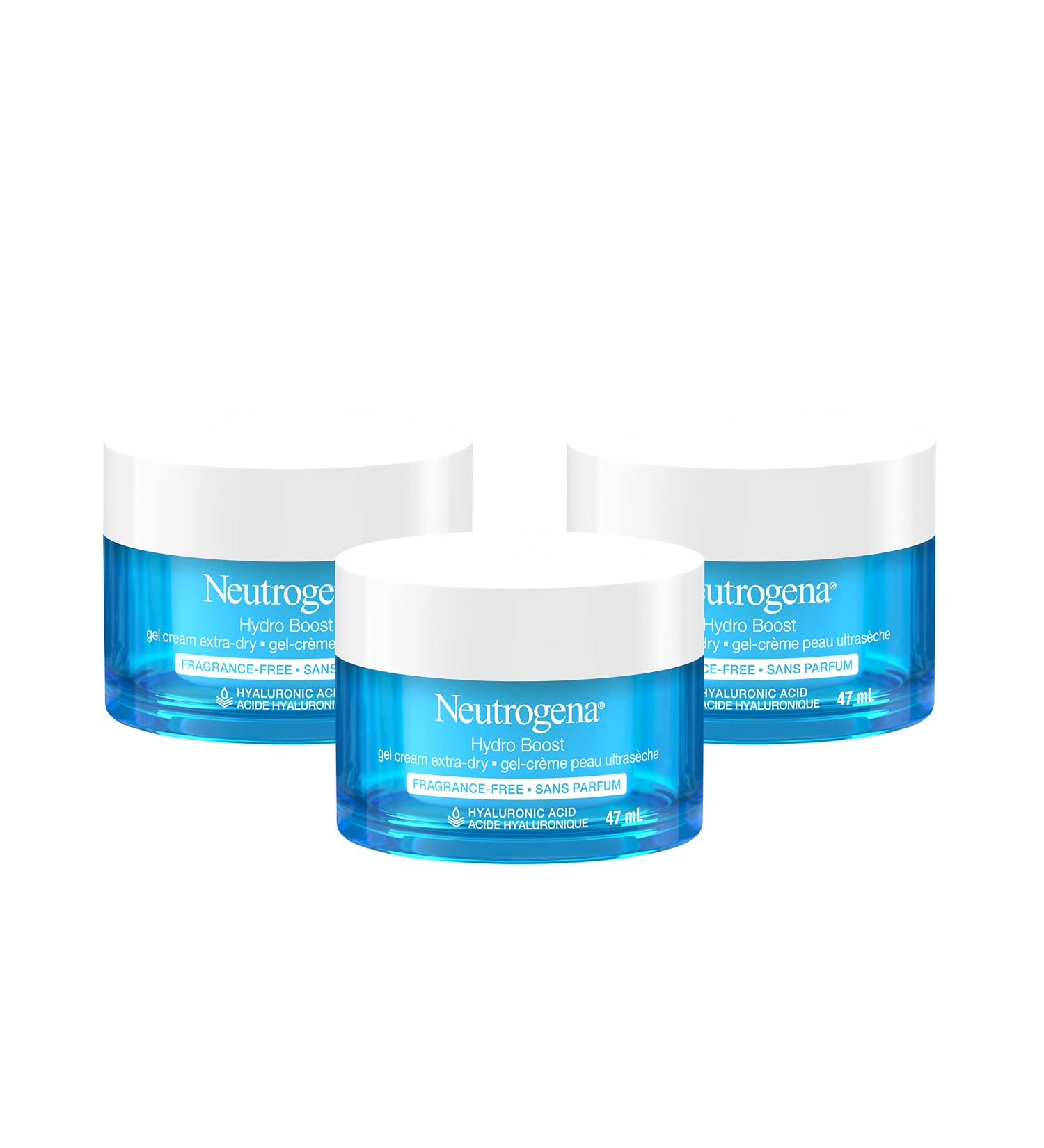 Neutrogena Hydro Boost Facial Gel Cream for Extra Dry Skin - Hyaluronic Acid to Hydrate Skin Gel Moisturizer Pack of 3 (3x47ml) TRIO PACK(Extra Dry) - Buy Online on GoSupps.com