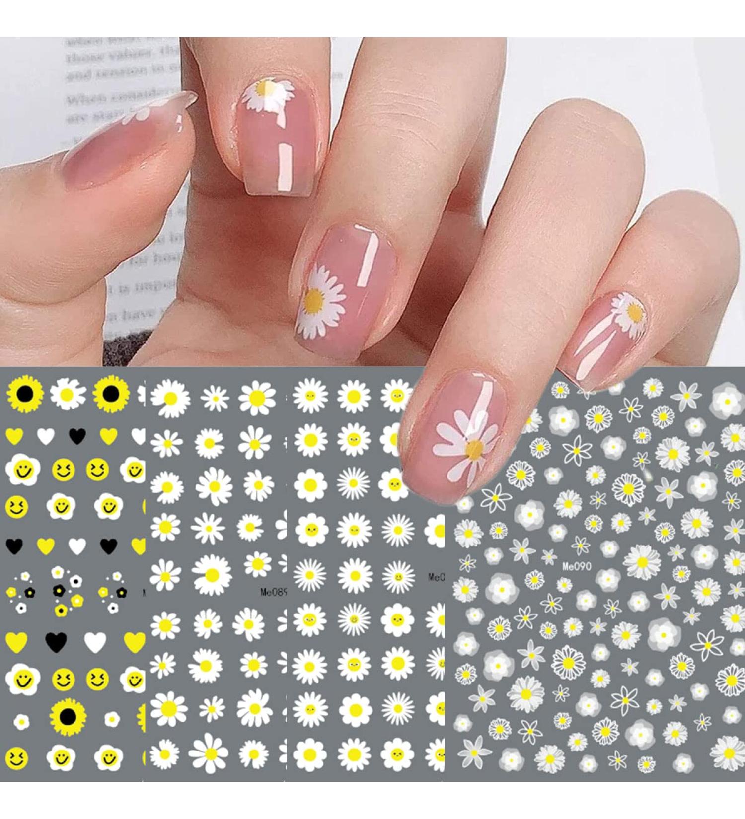 Daisy Sunflower Nail Art Stickers - 12 Sheets Cute Floral Decals for Spring & Summer Manicure - Buy Online on GoSupps.com