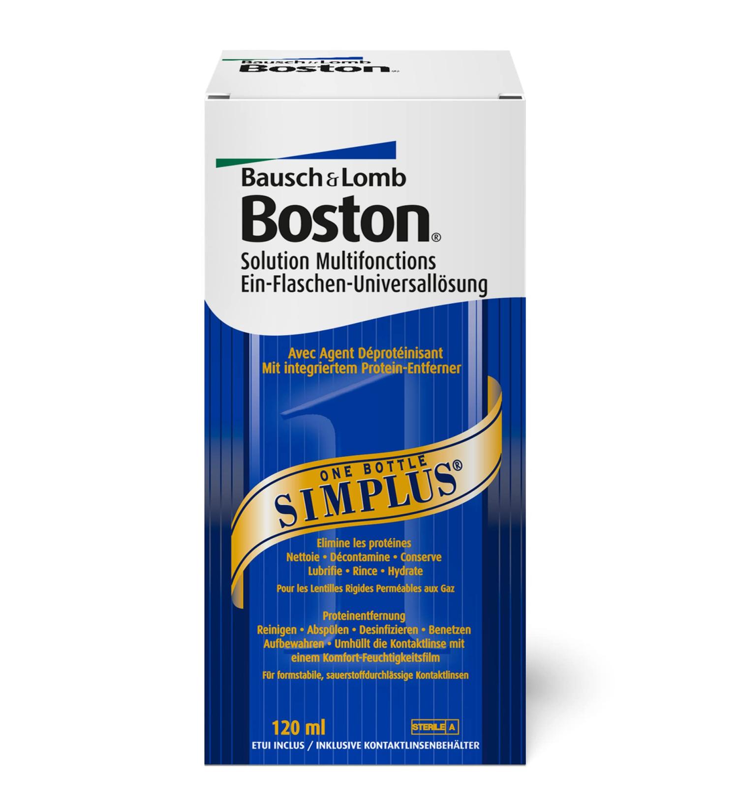 Bausch + Lomb Boston Simplus Premium Contact Lens Cleaner & Storage Solution for Hard Lenses (120 ml) - International Shipping Available - Buy Online on GoSupps.com