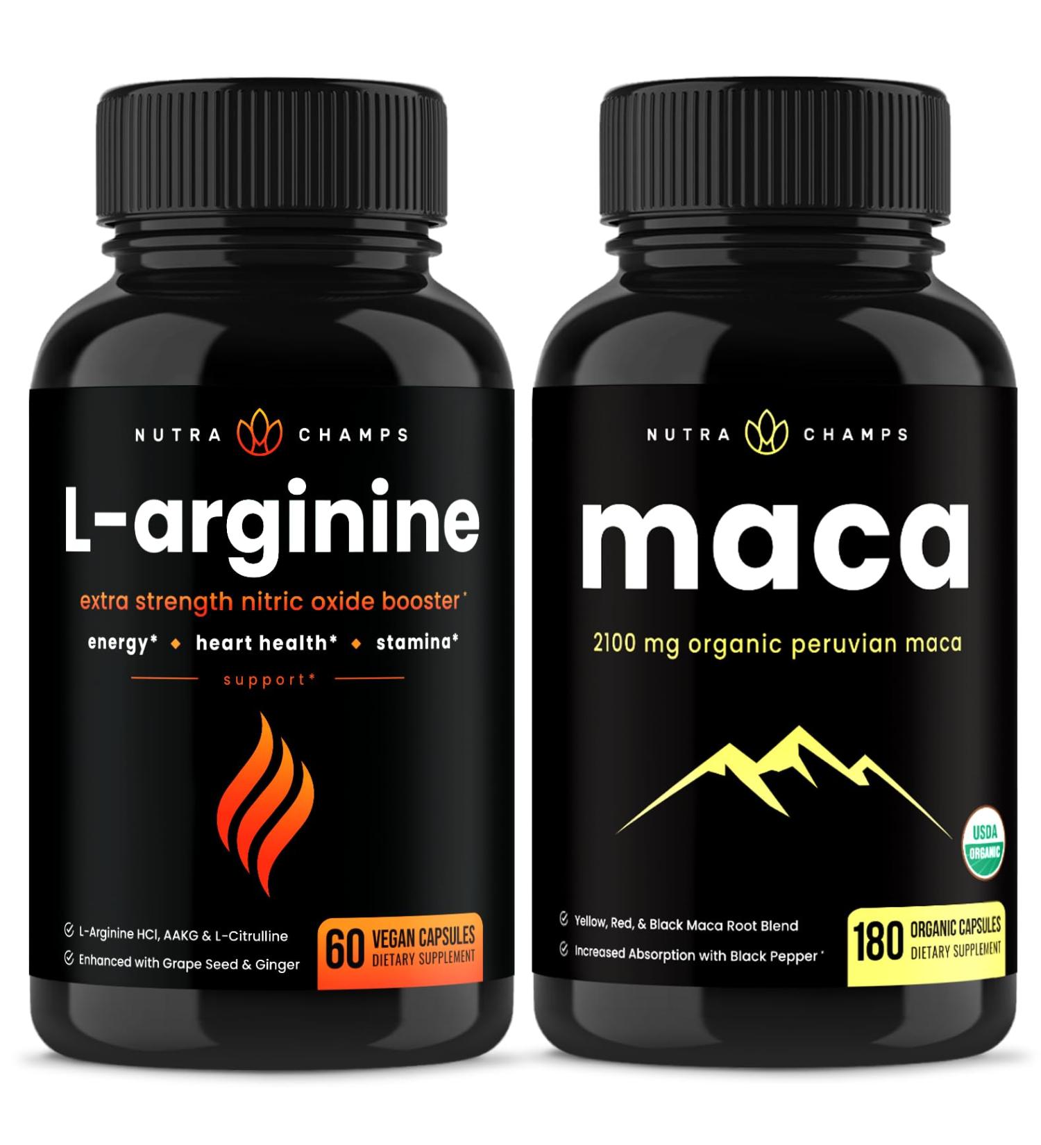 NutraChamps L-Arginine Capsules and Maca Capsules 2 Pack Bundle - Buy Online on GoSupps.com