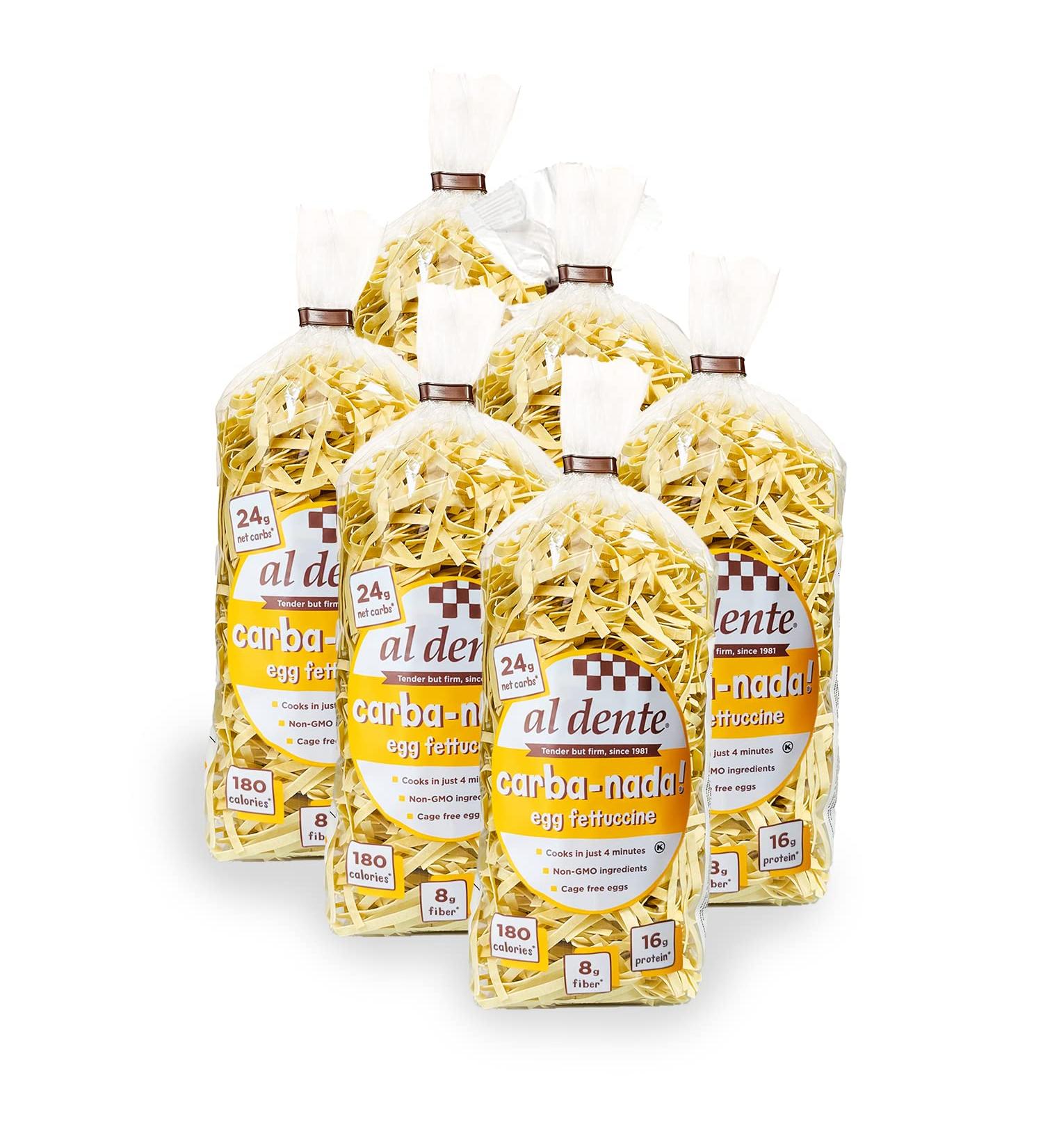 Al Dente Carba-Nada Egg Fettuccine - 10oz Bags, Pack of 6 | Low Carb Pasta Alternative - Buy Online on GoSupps.com