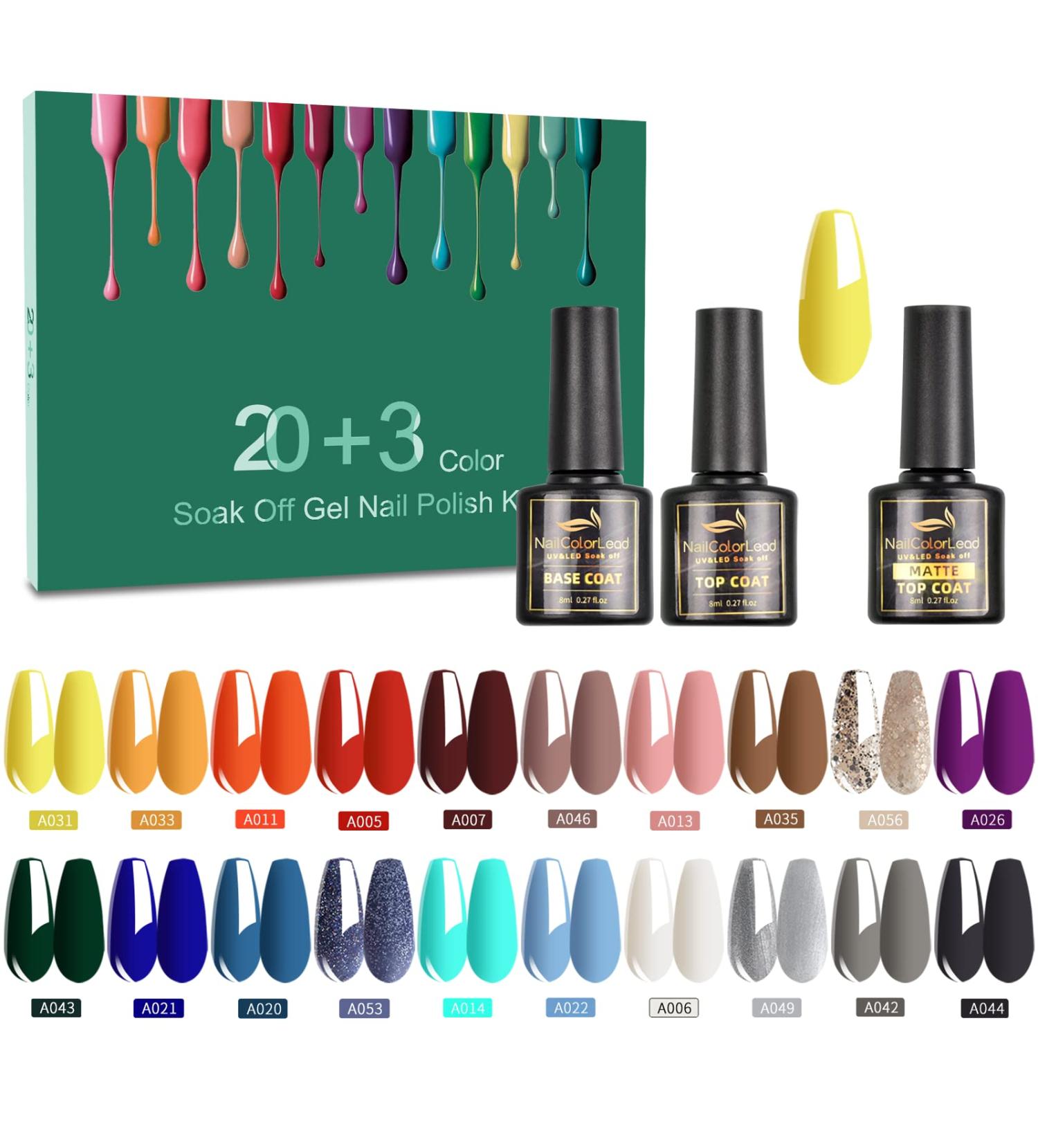 Erarrow Gel Nail Polish Set - 20 Popular Colors | UV LED Soak Off Nail Gel Kit (23 PCS) - Buy Online on GoSupps.com