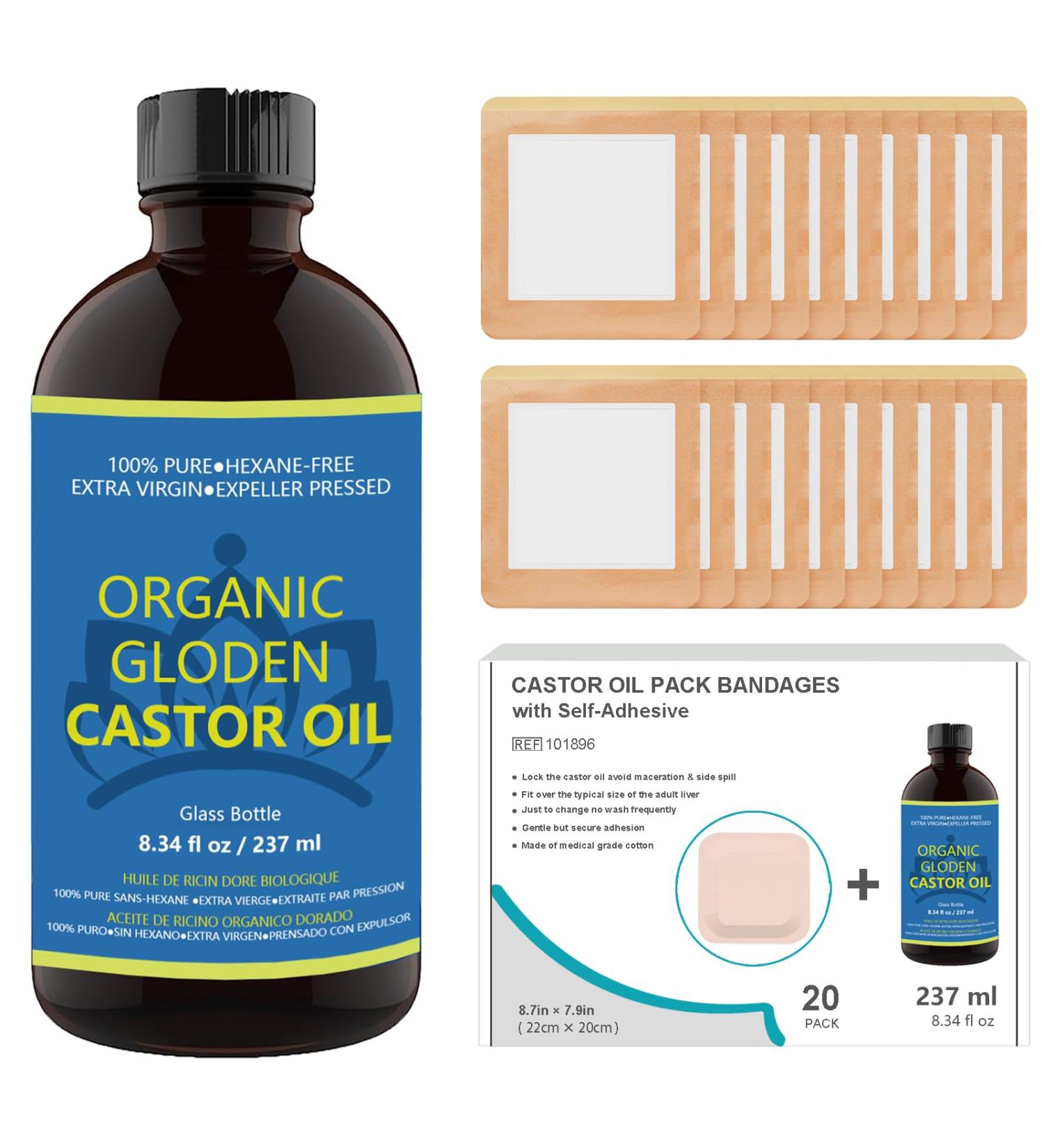 Organic Castor Oil Packs - Self-Adhesive Wraps | 20-Piece Skin Color Kits for International Shipping - Buy Online on GoSupps.com