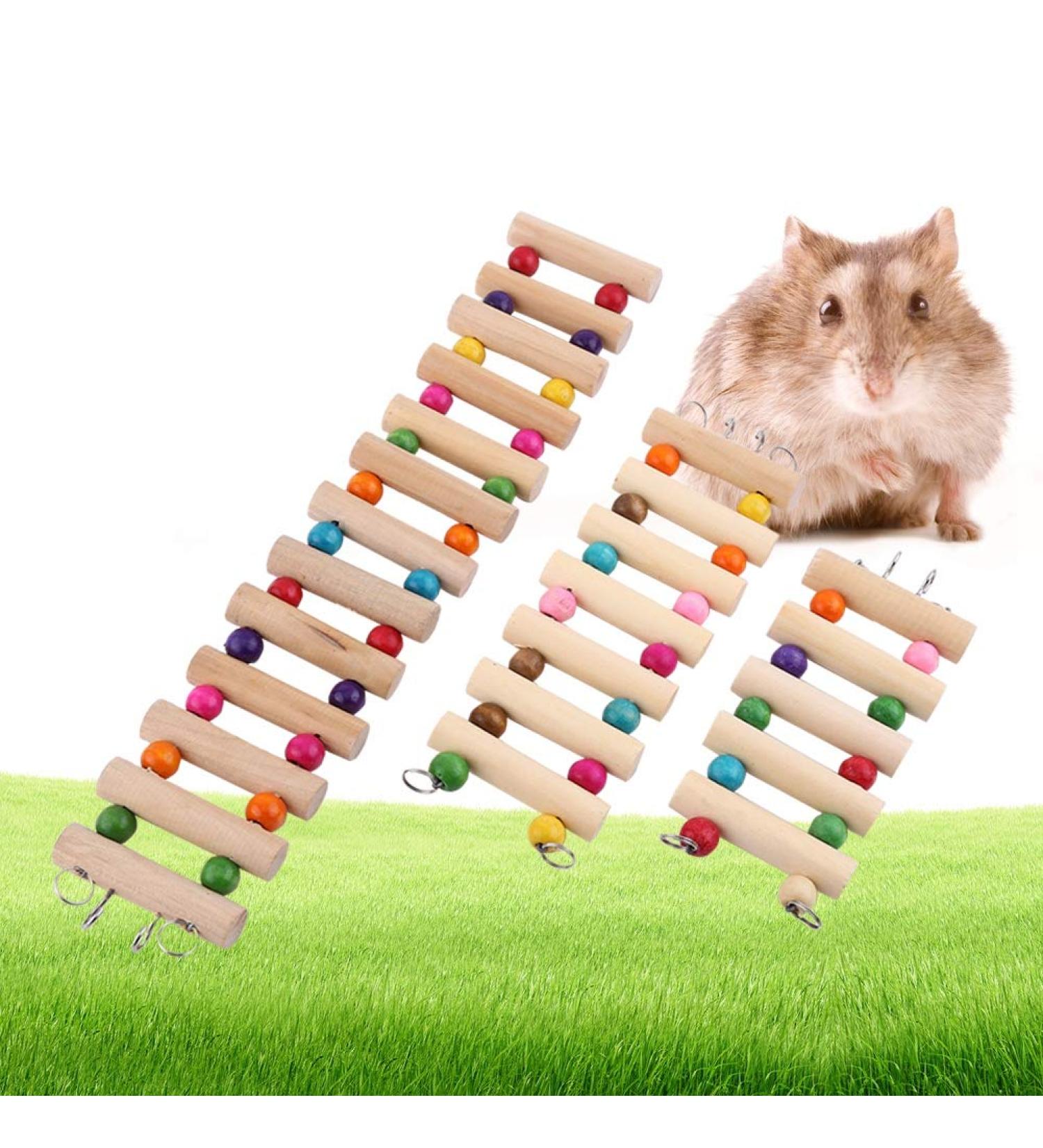Pet Hanging Ladder - Wooden Suspension Bridge for Birds, Hamsters, and Rodents | 7 Steps Climbing Swing Toy for Cage Decor - Buy Online on GoSupps.com