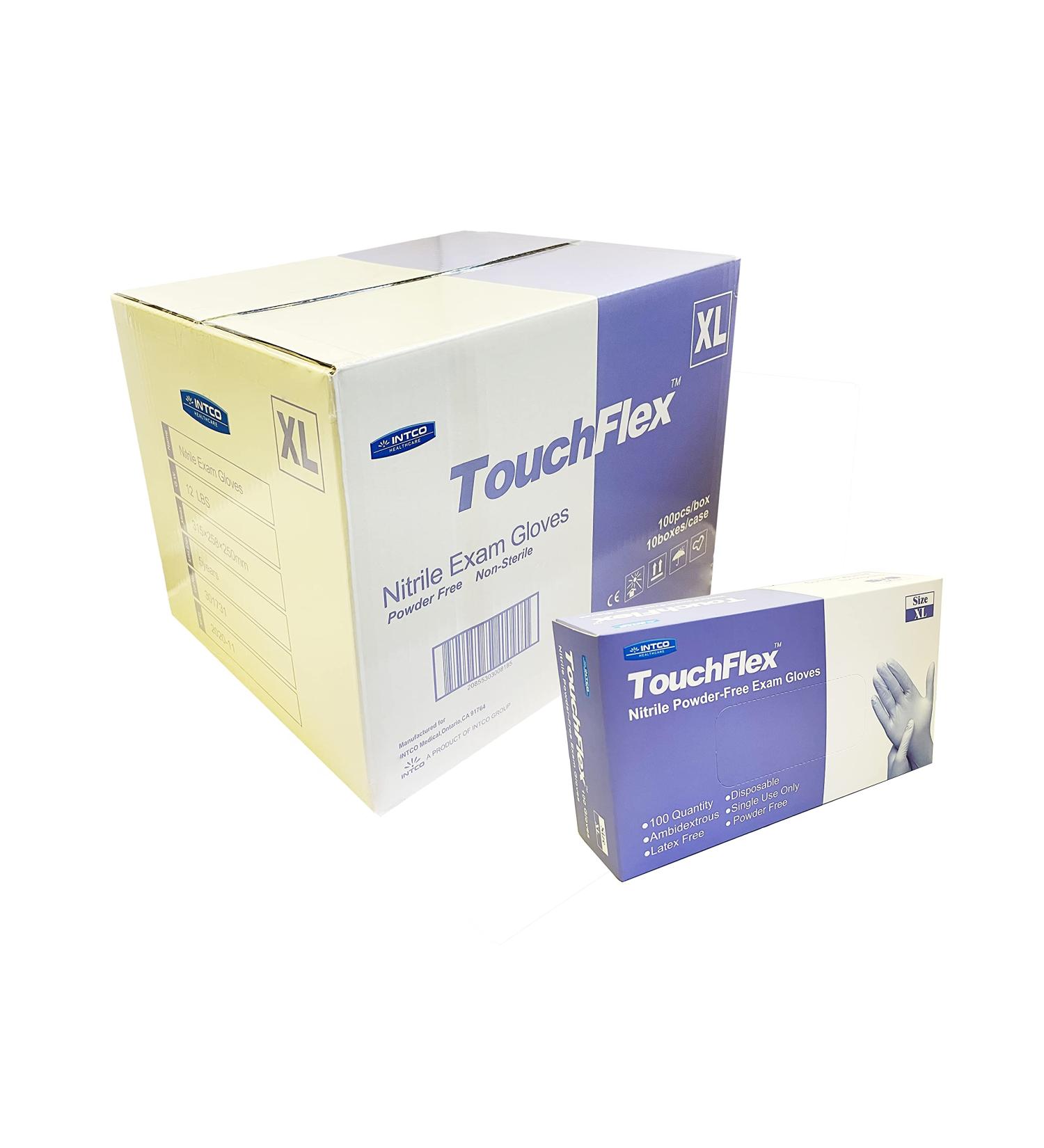Intco TouchFlex Blue Nitrile Exam Gloves Chemo-Rated Powder Free and Latex Free Violet Extra Large Case of 1000