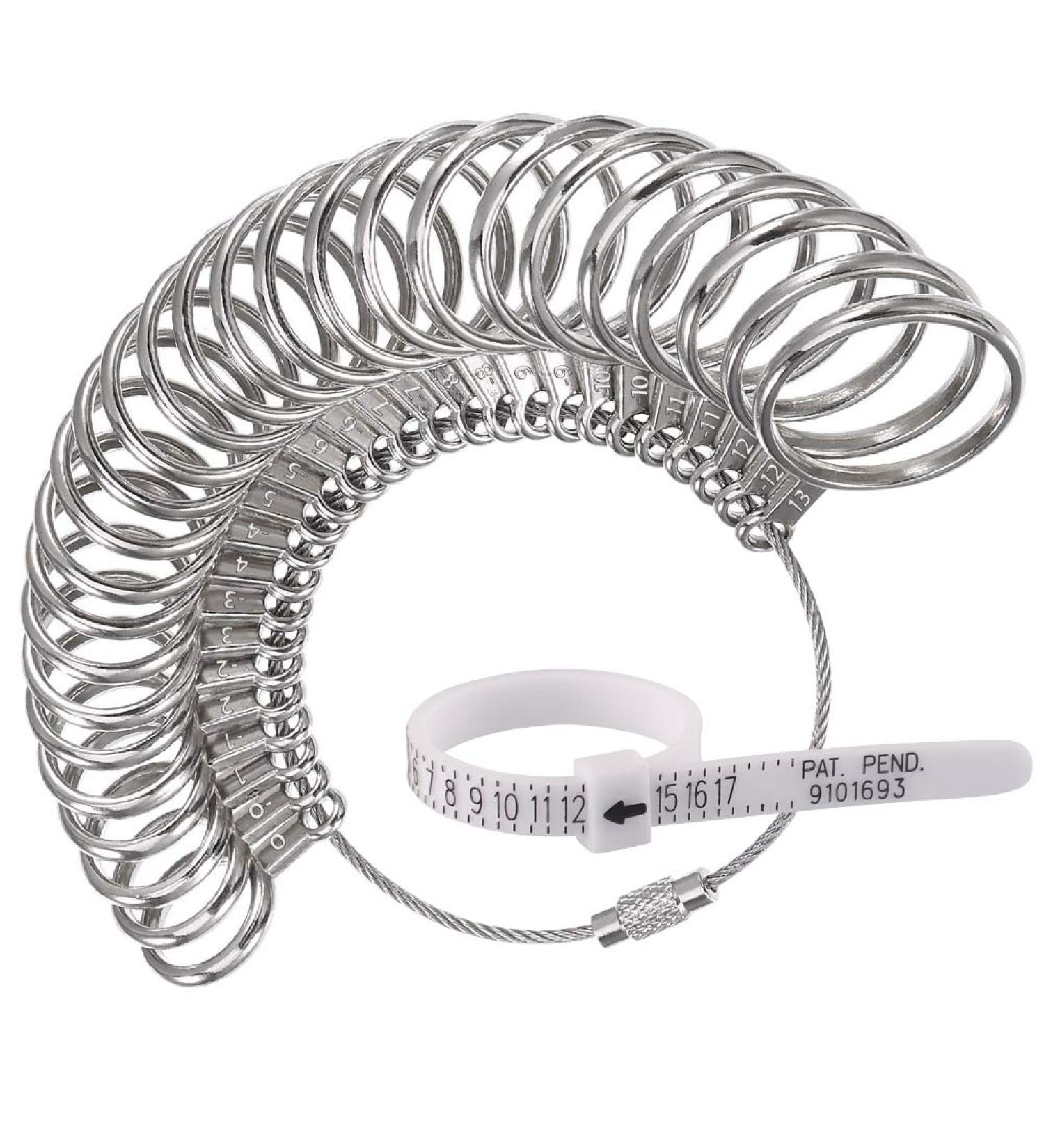 Stainless Iron Ring Sizer Gauge Set with Plastic Belt - Jewelry Finger Ring Sizing Tool - Buy Online on GoSupps.com