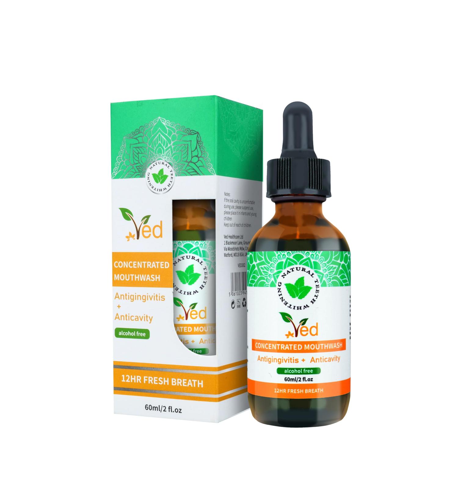 Ved Coconut Pulling Oil - Natural Teeth Whitening & Fresh Breath Mouthwash Alcohol-Free 60ml - Buy Online on GoSupps.com