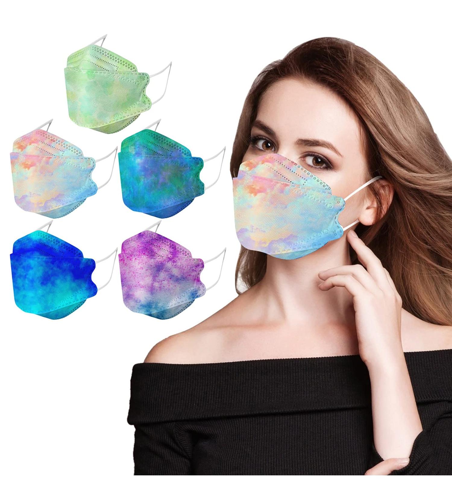 50PC Disposable Floral Tie-dye Face_Masks with 3D Designs for Women 4-Ply Breathable Flower Face_Mask with Nose Wire (Upgrade_14) - Buy Online on GoSupps.com