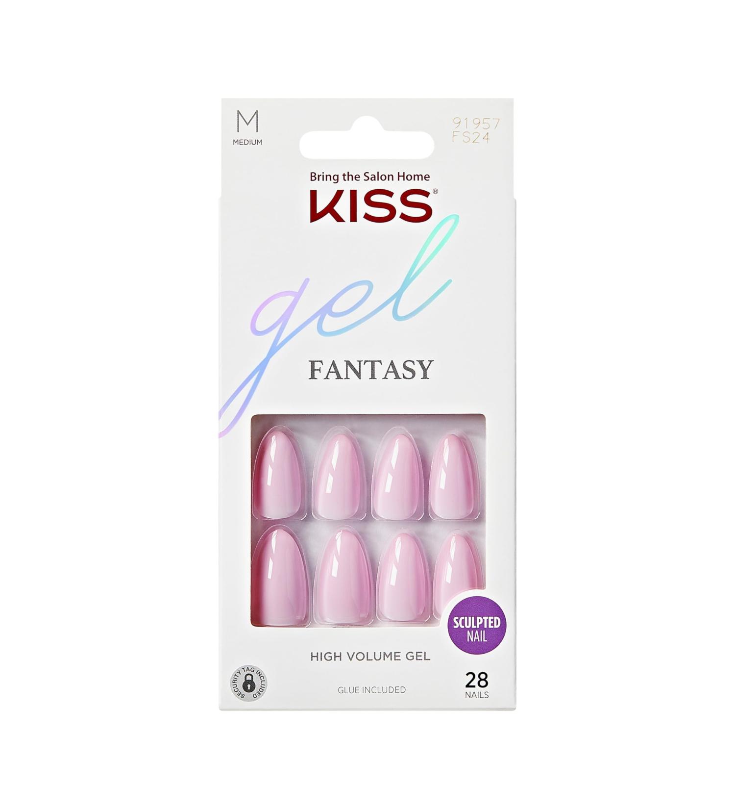 KISS Gel Fantasy Press-On Nails - Light Pink Almond Shape Includes Glue & Nail Kit - 28 Nails | Shop Internationally - Buy Online on GoSupps.com