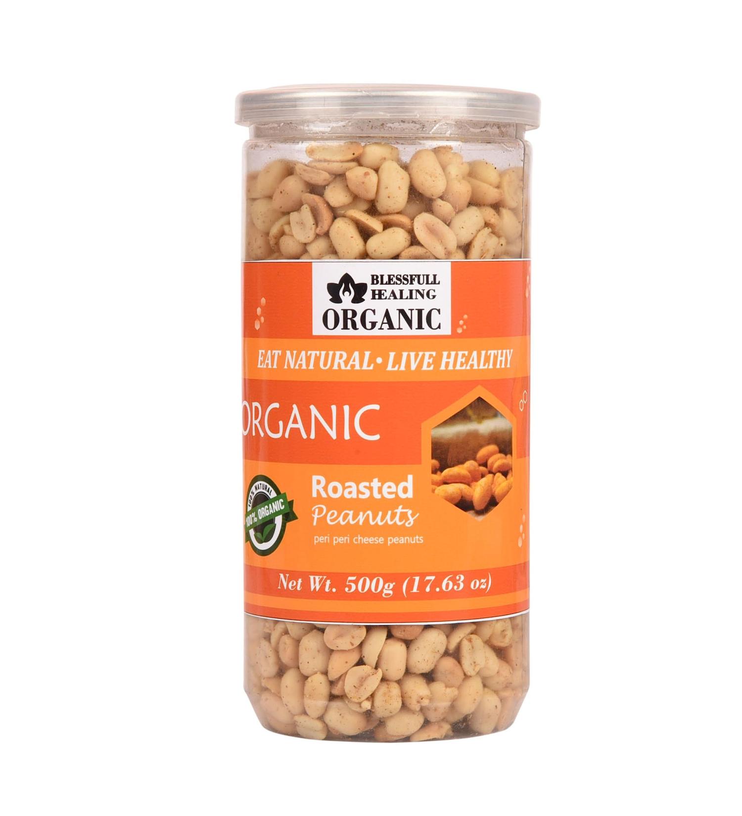 Blessfull Healing Organic Natural Vegan Peri Peri Cheese Roasted Peanuts Crunchy Healthy Snacks 500 Gram - Buy Online on GoSupps.com