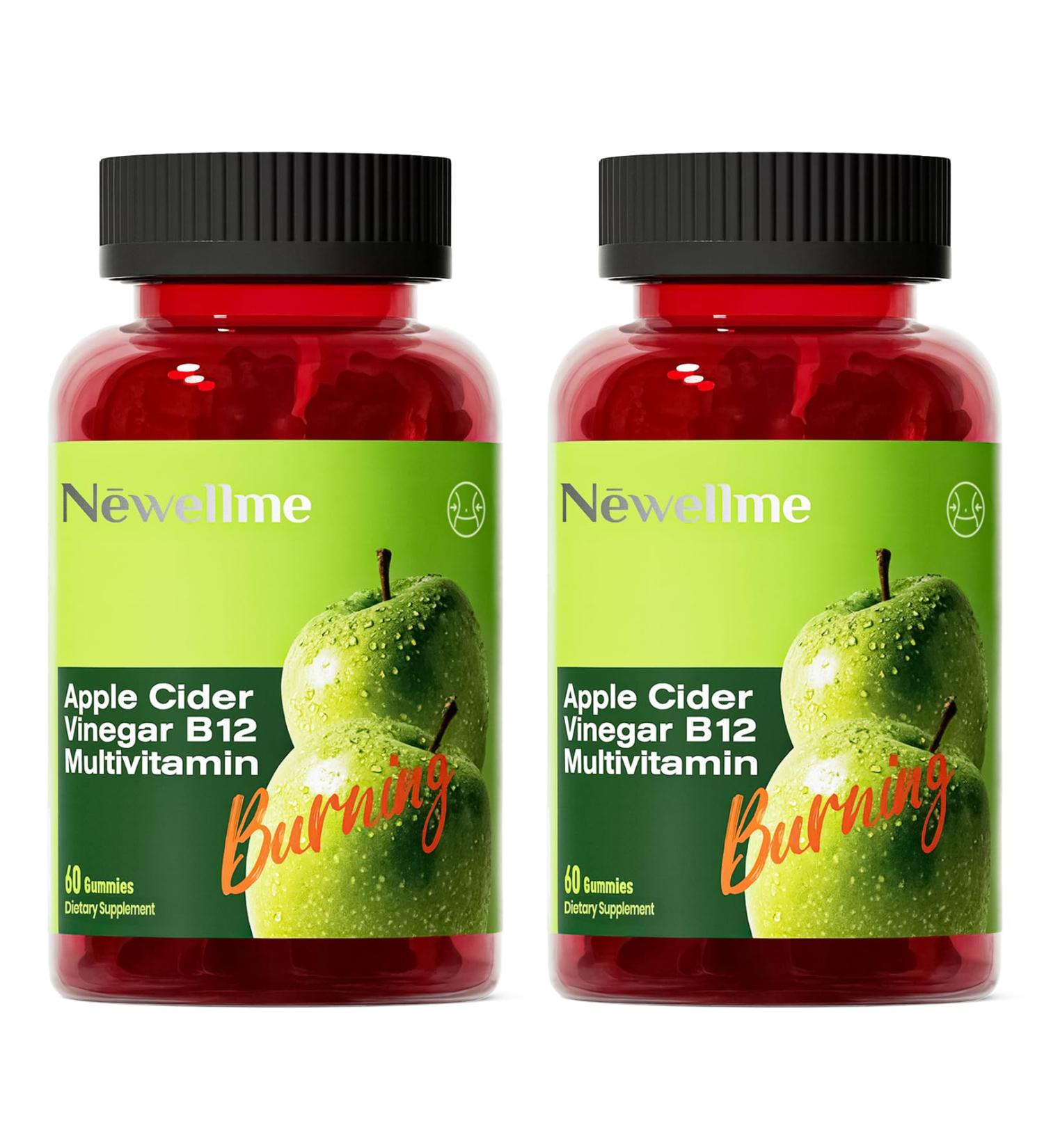 NEWELLME Sugar-Free Apple Cider Vinegar Gummies B12 Multivitamin ACV Supplement Gummy Vitamins Vegetarian Supplement for Women & Men Non GMO Support Normal Energy Levels & Gut Health 120 Gummies - Buy Online on GoSupps.com