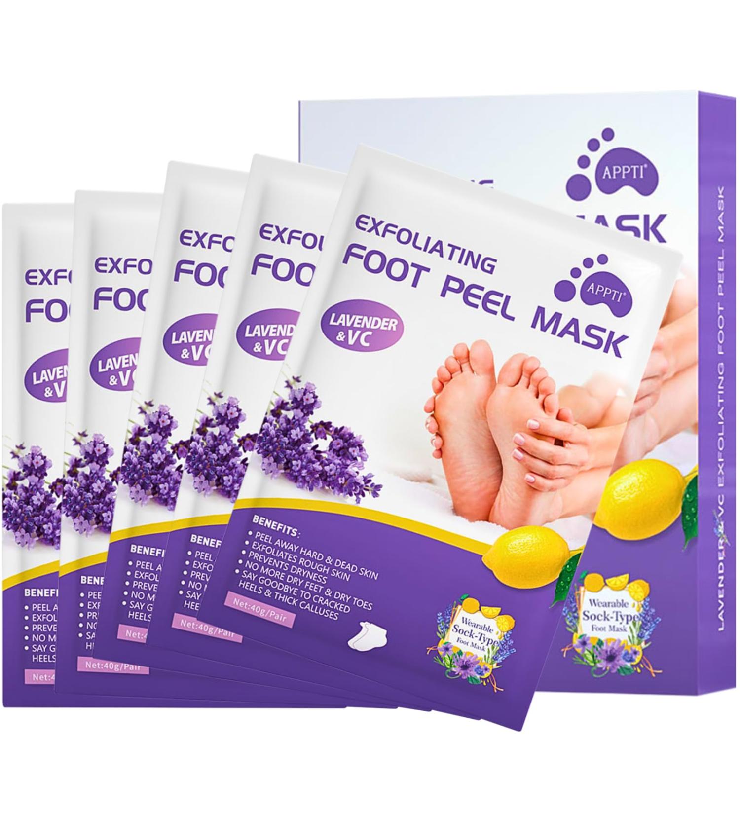 3 Pairs Foot Peel Mask for Hard Skin Exfoliating Foot Peel Mask Callus Remover for Feet Foot Moisturiser Socks for Foot Care Cracked Heel Dead & Dry Skin Foot Mask for Women & Men - Lavender - Buy Online on GoSupps.com