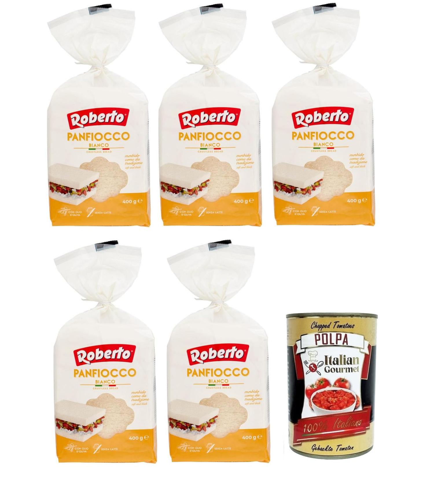  Italian Gourmet E.R. Roberto Panfiocco Bianco Soft White Bread Without Crust 400 g + 400 g Box of 5 - Buy Online on GoSupps.com