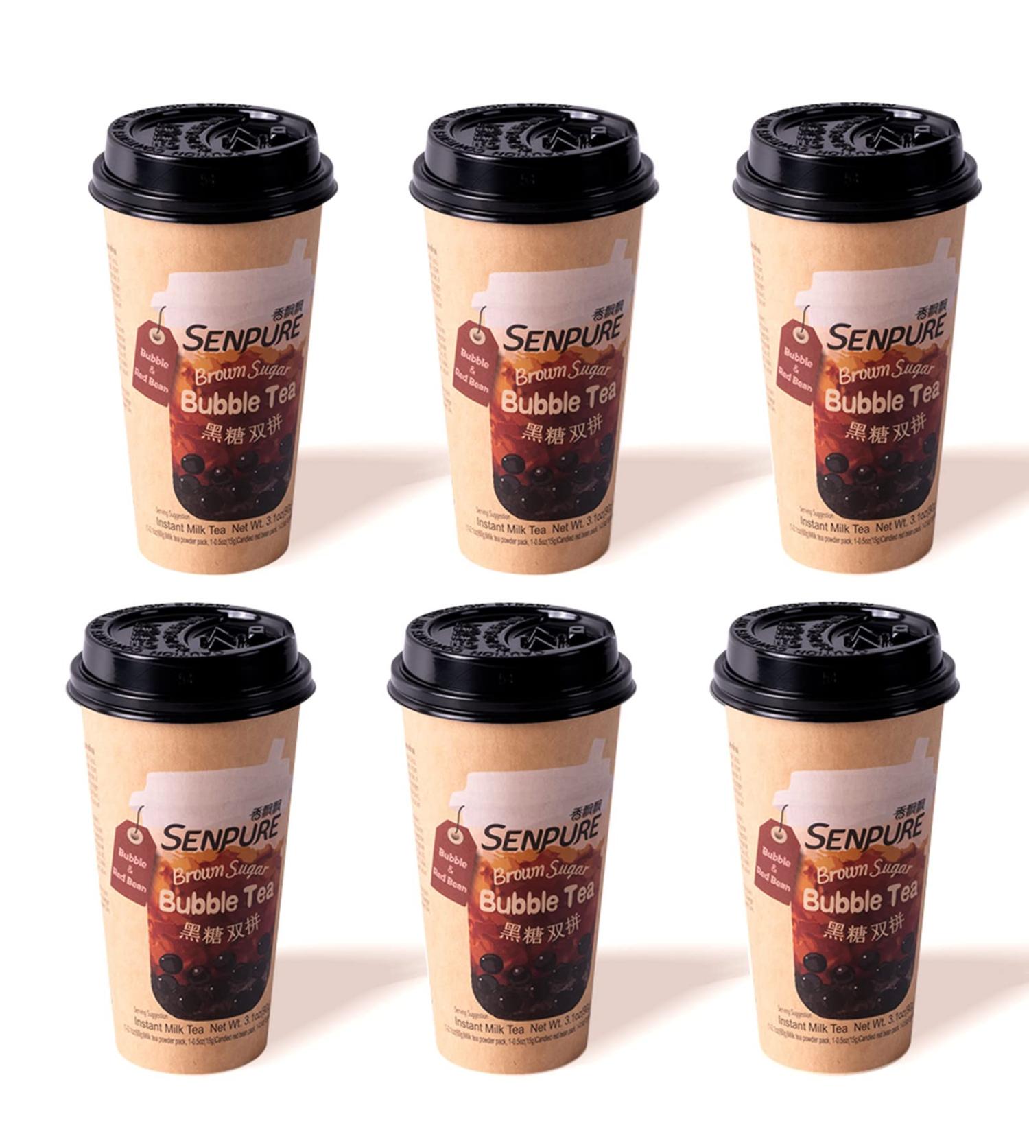 Senpure Brown Sugar Boba Milk Tea Kit with Tapioca Pearls and Red Beans - Pack of 6 | Perfect for Traveling Parties - Buy Online on GoSupps.com