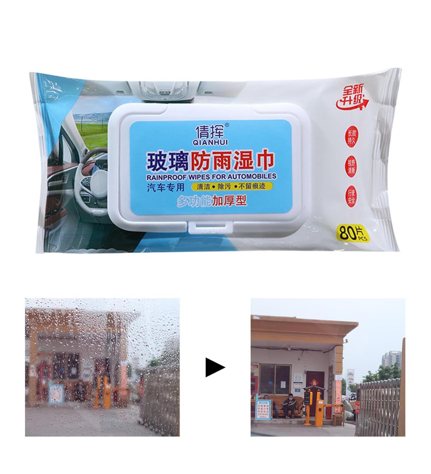 Auto Cleaning Wipes Glass Cleaner Wipes - Portable Glass and Window Cleaner Wipes for Shop Home Mirrors Eyeglass Lenses Kagrote Rainproof Wipes 80 Pieces - Buy Online on GoSupps.com