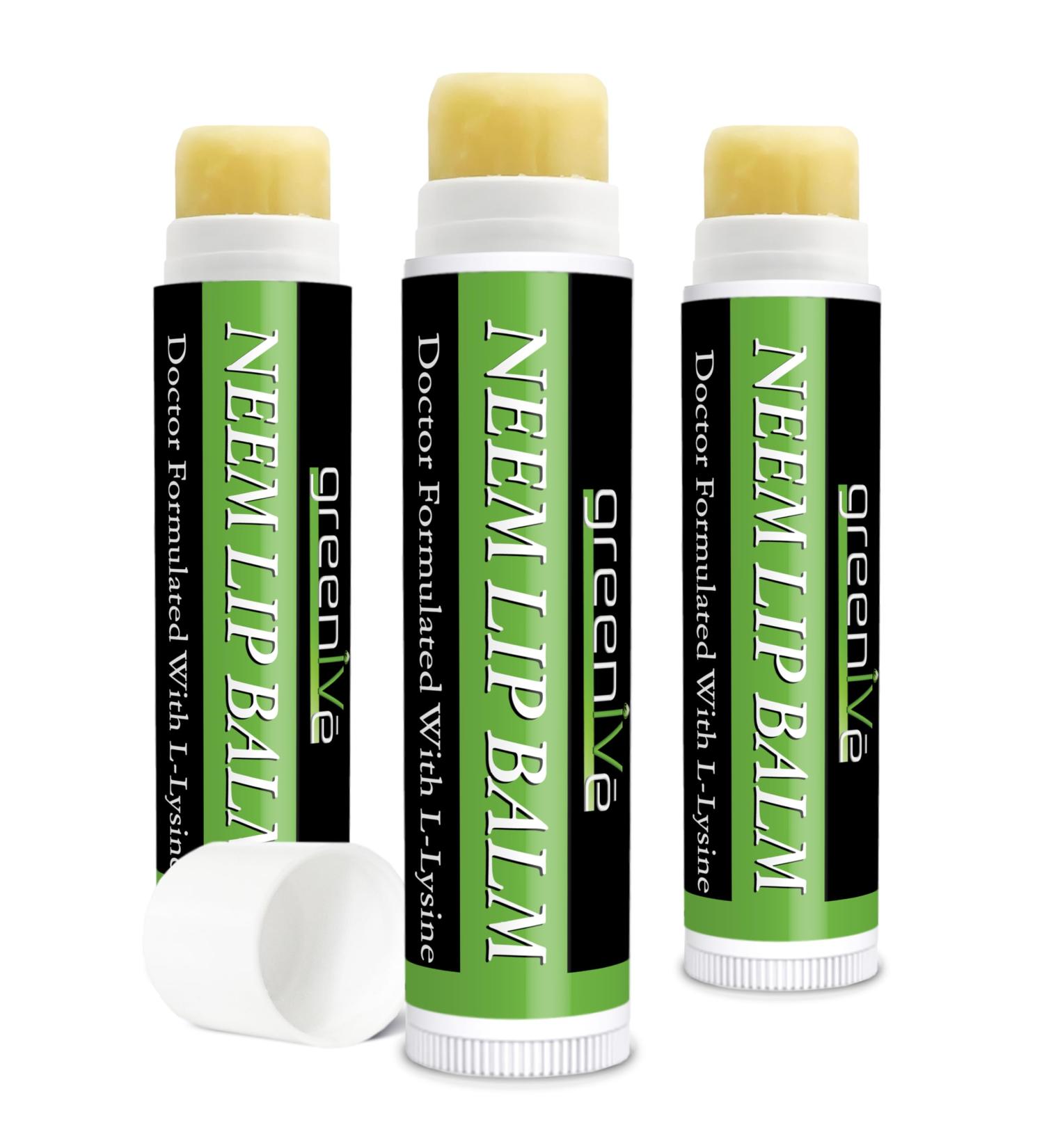 Buy GreenIVe Neem Lip Balm - Vegan Lip Moisturizer with L-Lysine for Soothed Soft Lips - International Shipping Available - Buy Online on GoSupps.com