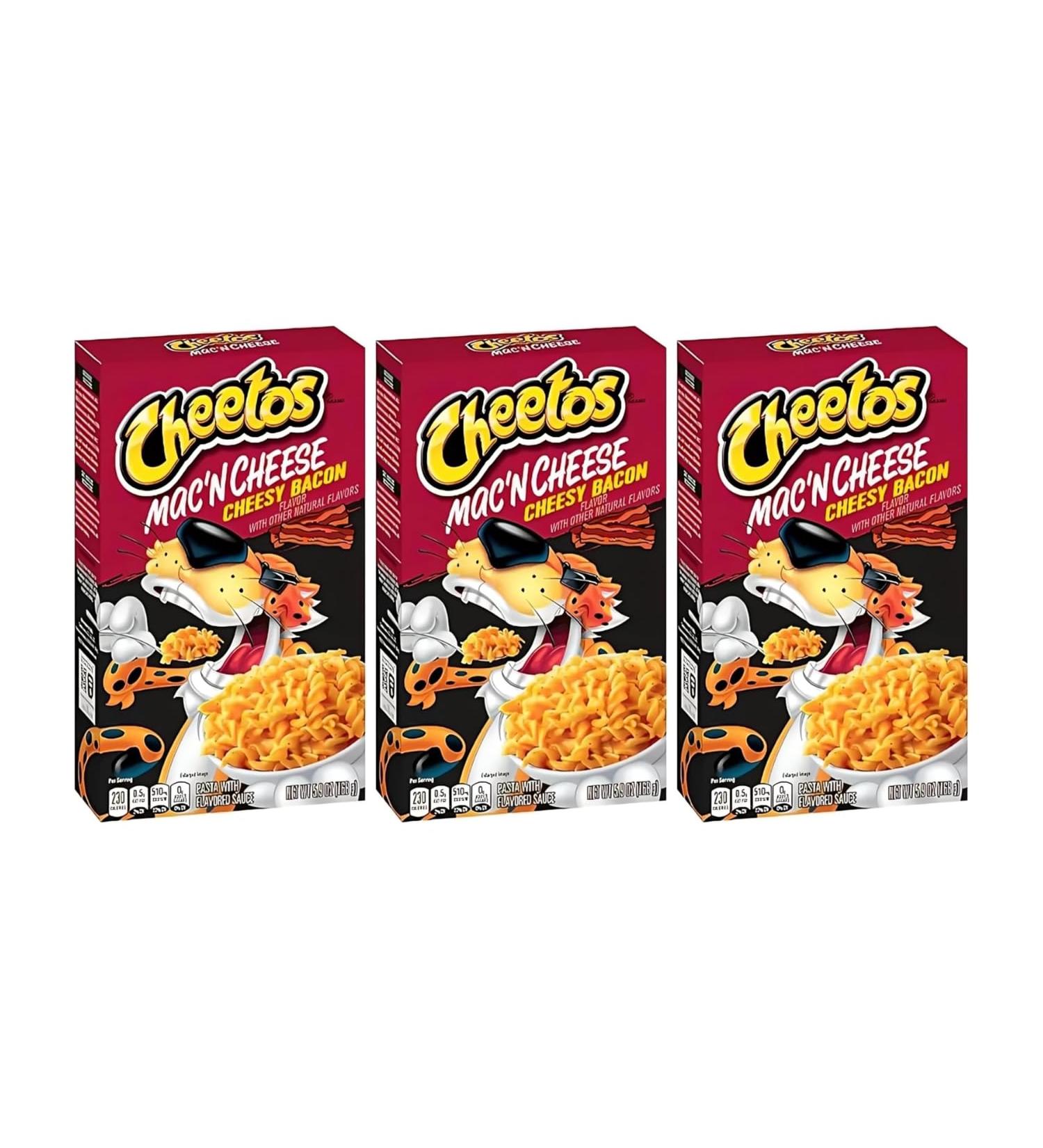 Cheetos Cheesy Bacon Mac 'n Cheese Box 170g | Easy to Cook Pasta with Cheesy Bacon Flavor | American Snacks | 3 Pack - Buy Online on GoSupps.com