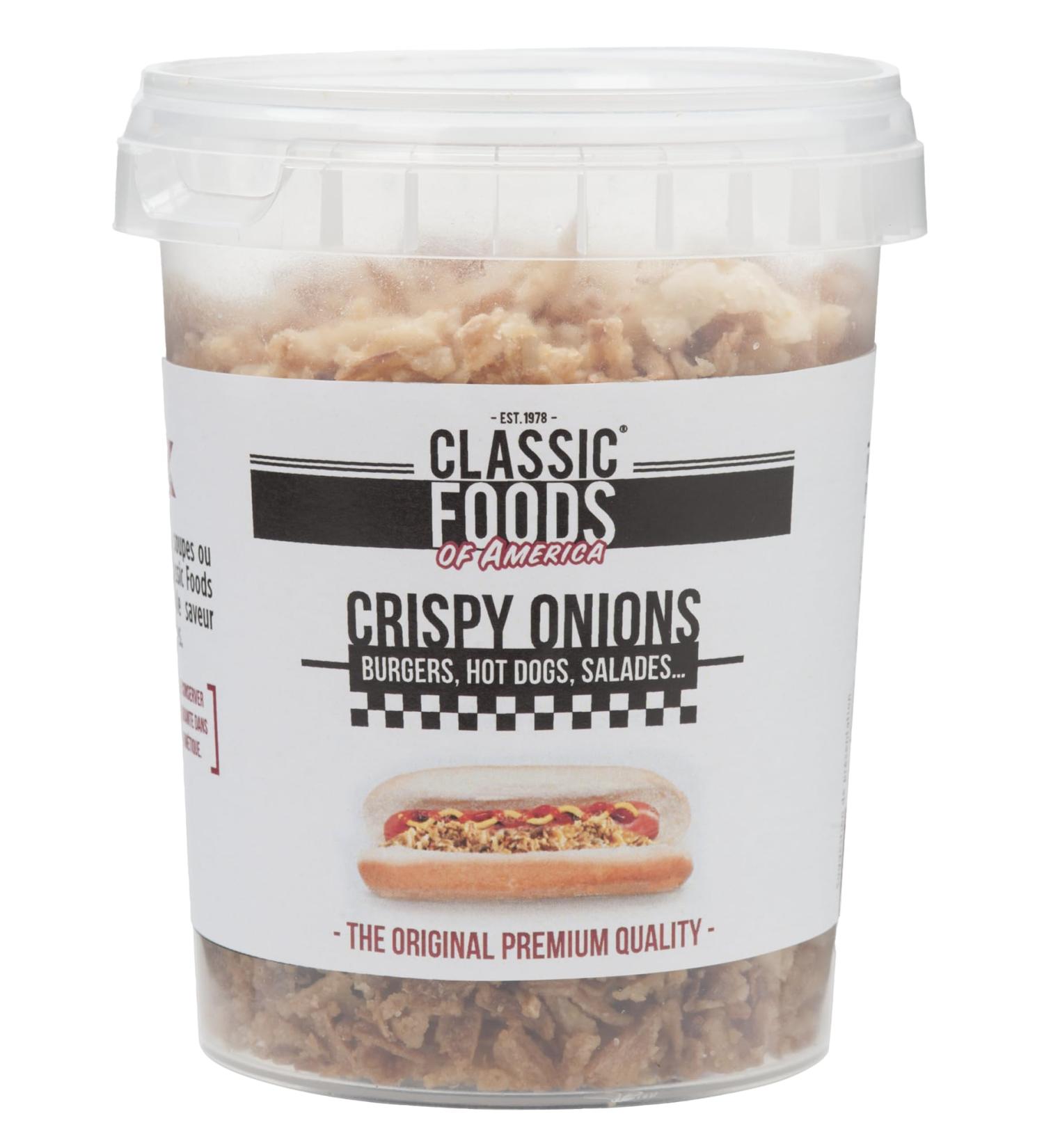 Classic Foods of America Crispy Onions 150g - Pack of 6 Crispy Onions in Resealable Jar Great for Hot Dogs Burgers Salads and More - Buy Online on GoSupps.com