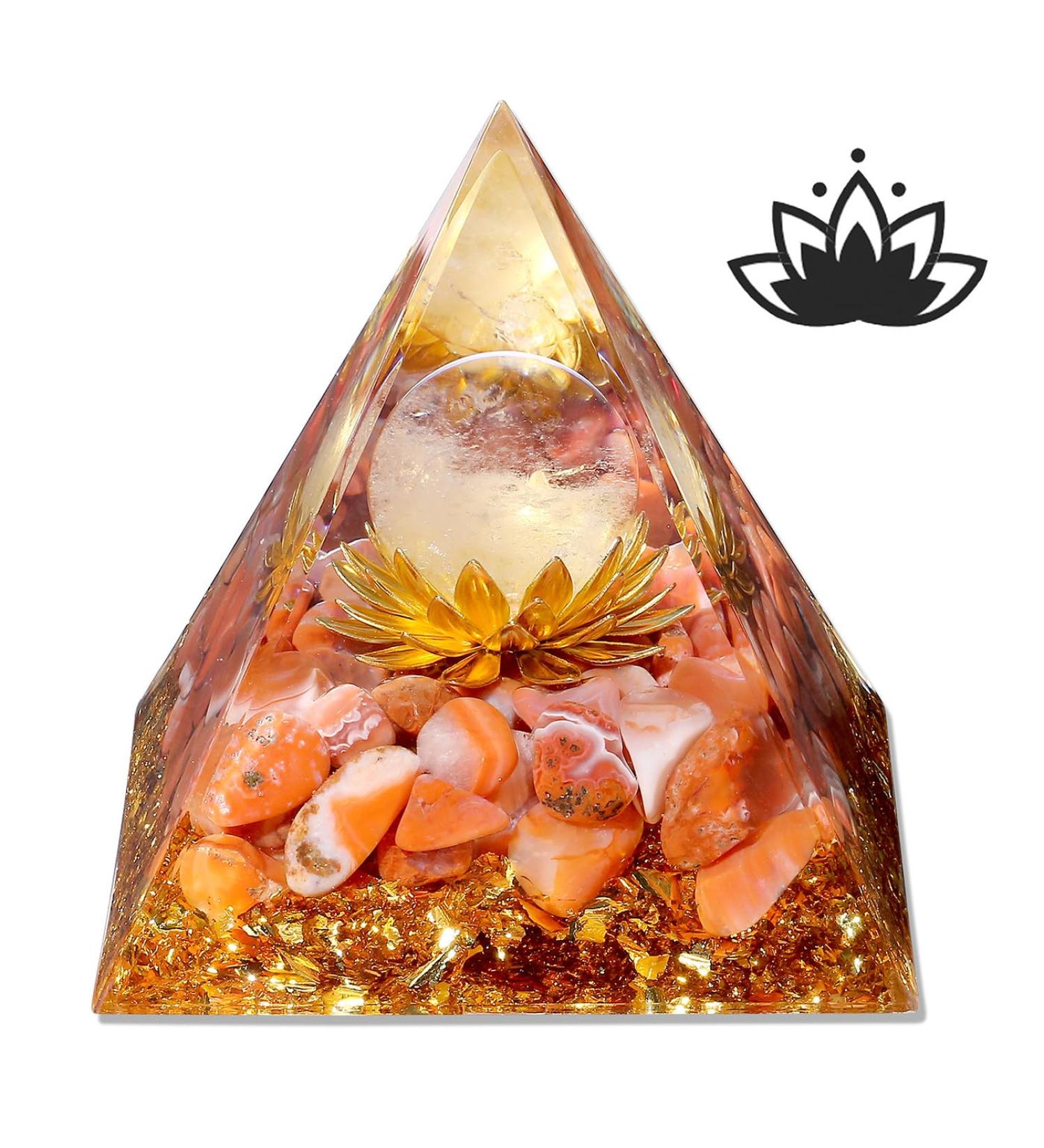 Buy Xiannvxi Red Carnelian Orgonite Crystal Pyramid - Spiritual Energy Success Gifts & Healing Gemstones - Buy Online on GoSupps.com